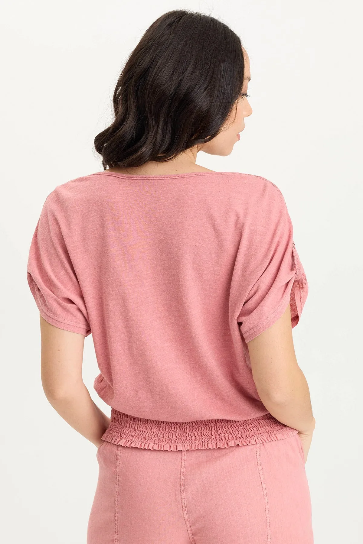 Oko Linen/Jersey Cinched Hem Top CompactFold Soft Core