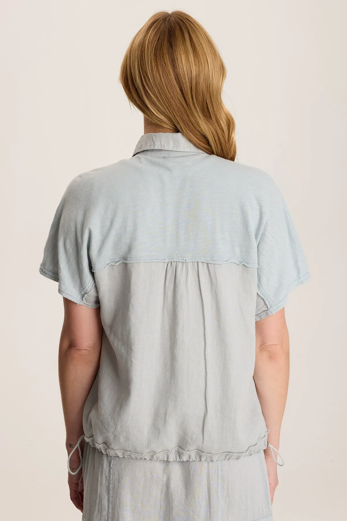 Calm Tone FlexibleFit Inola Linen Cinched Button-Up Top