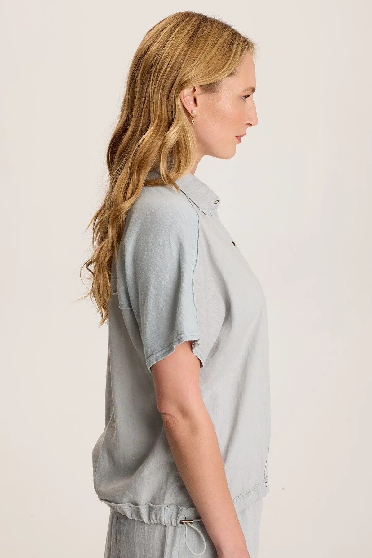 Inola Linen Cinched Button-Up Top Water Soul Body Free