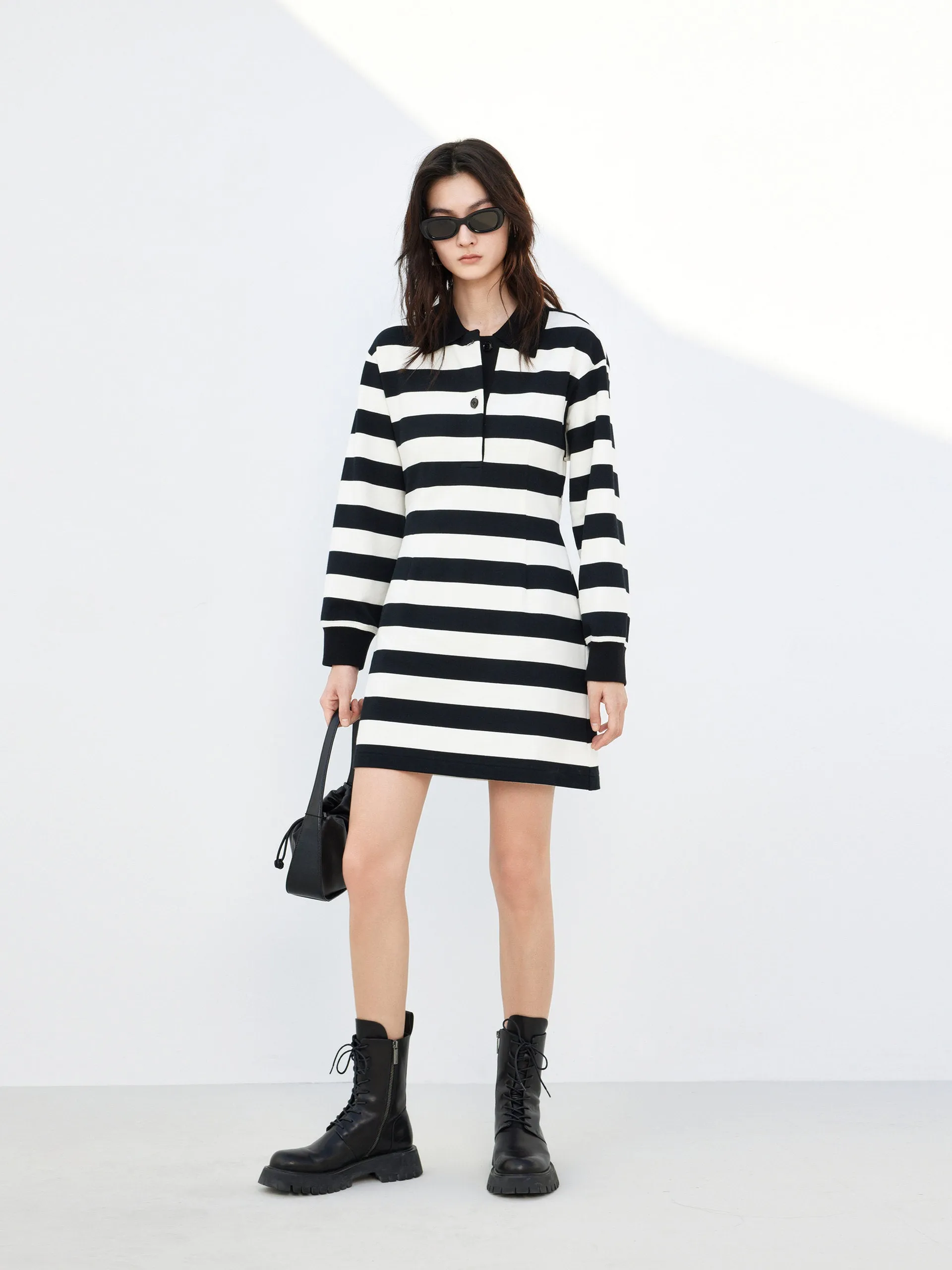 Cozy Style Wear Cutout Back Striped Dress