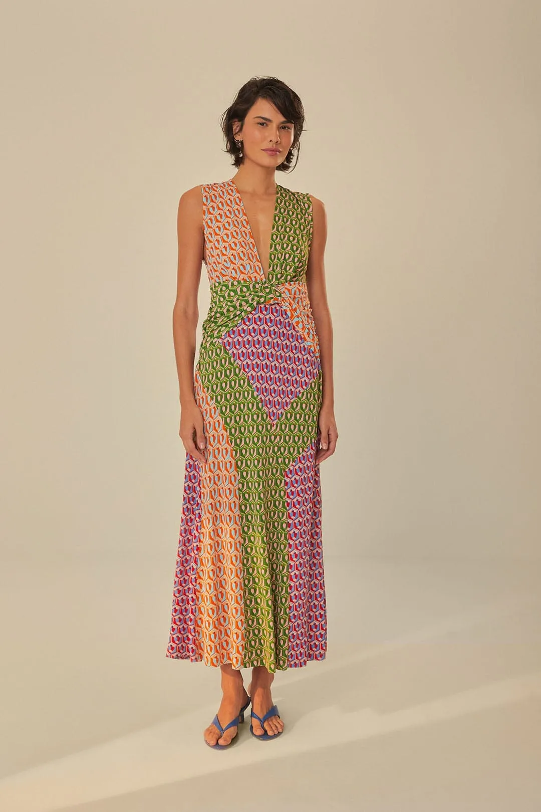 Pastel Sky Harbor Stroll Mixed Cashew Knot Maxi Dress