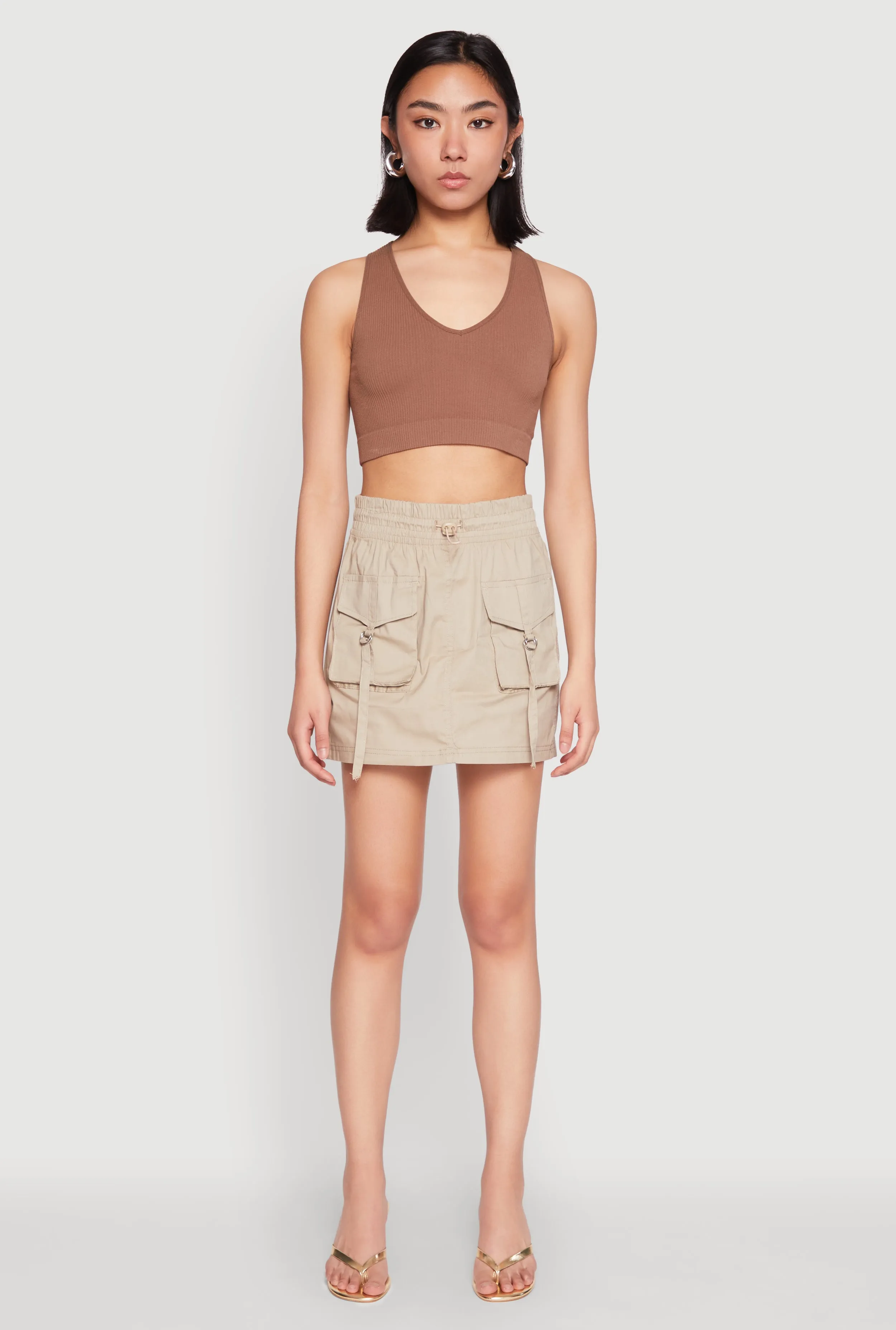 Toggle Drawstring Mini Cargo Skirt Full Circle Chill Mood