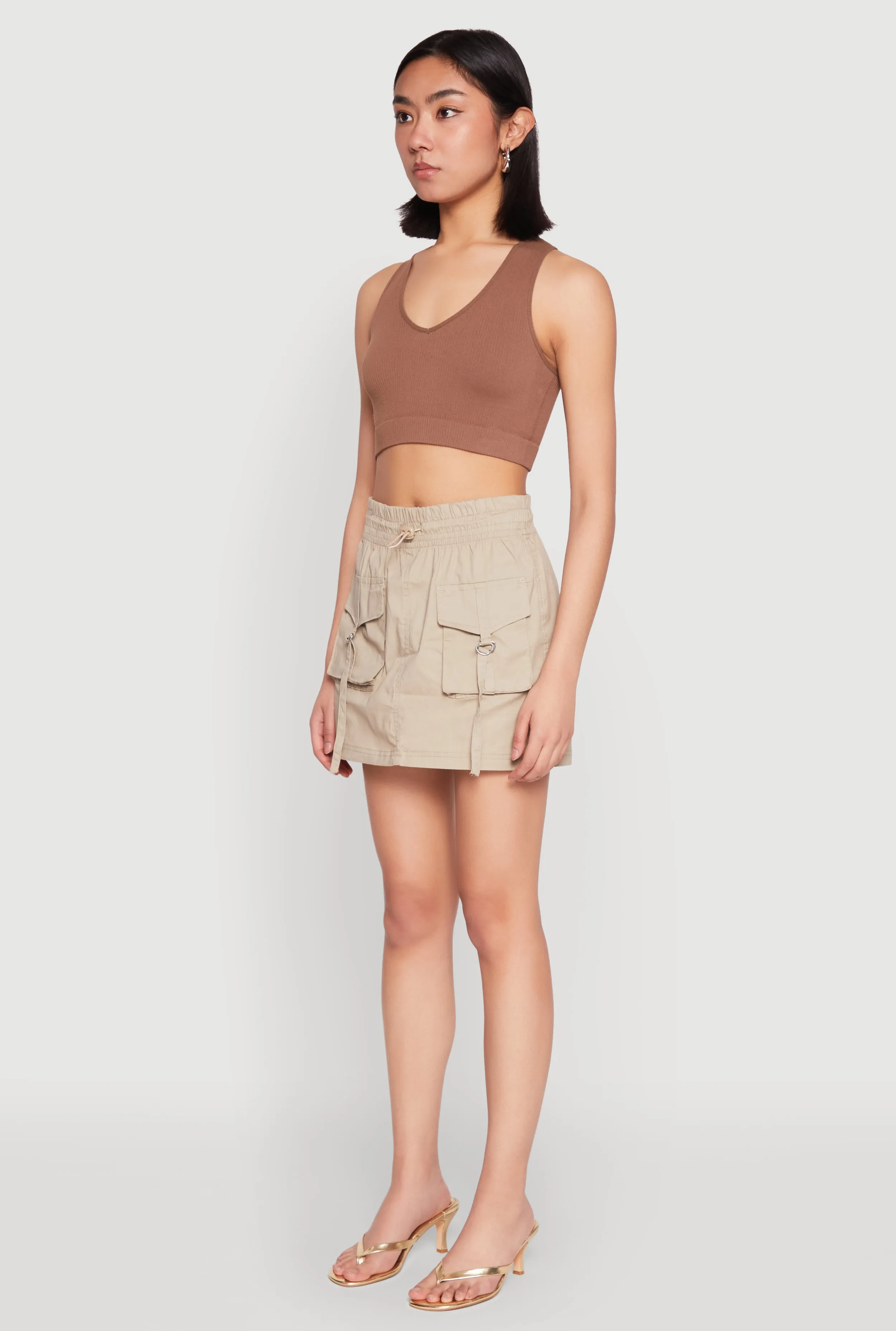 Bold Edge Toggle Drawstring Mini Cargo Skirt