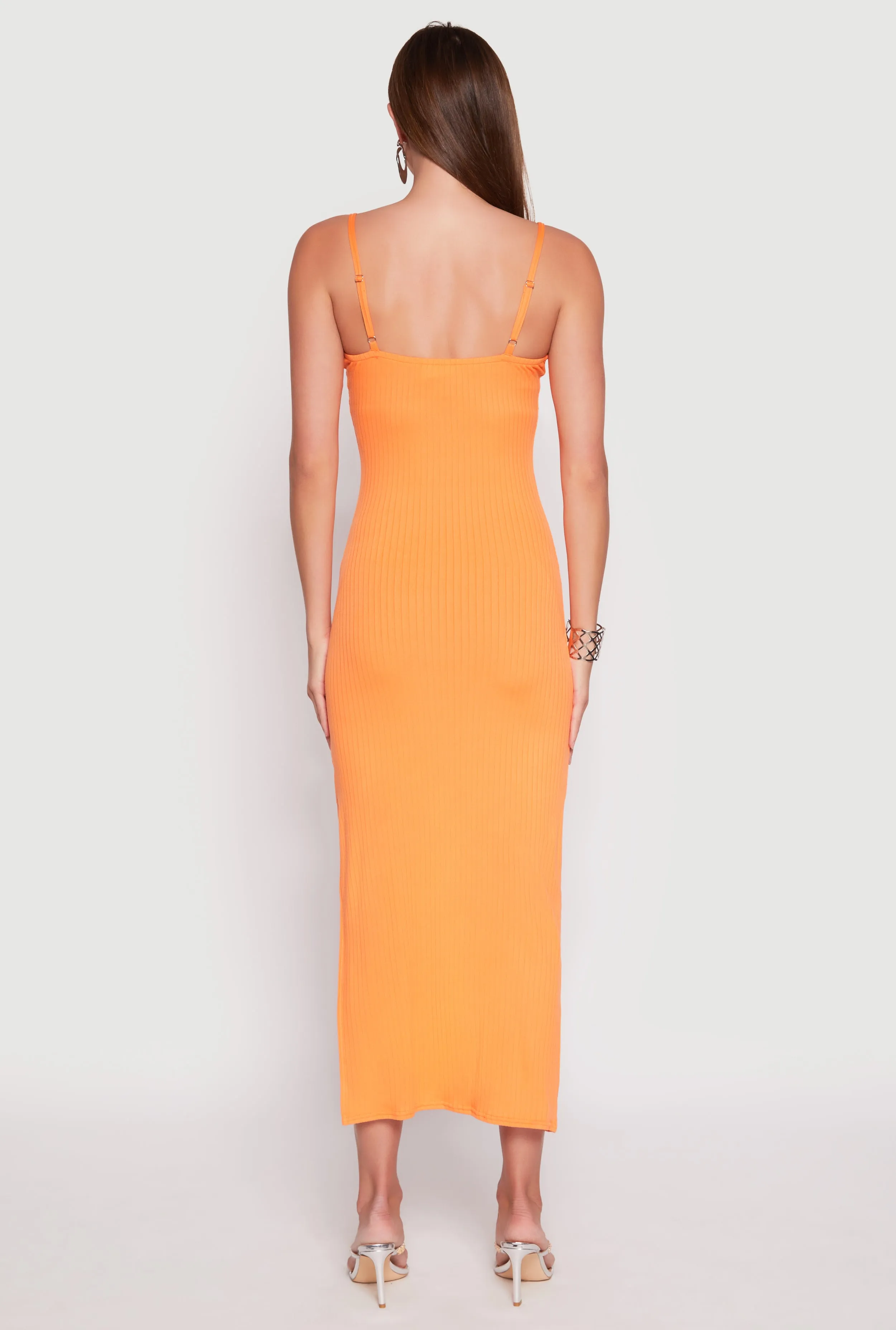 Lavender Field Ribbed Knit Side Slit Maxi Dress