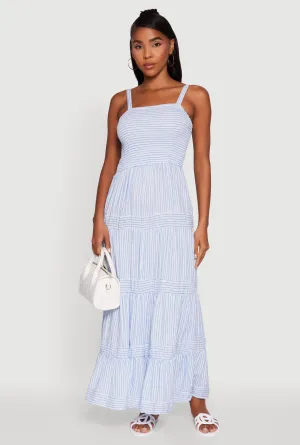 Striped Tiered Maxi Sundress Quartz Glow