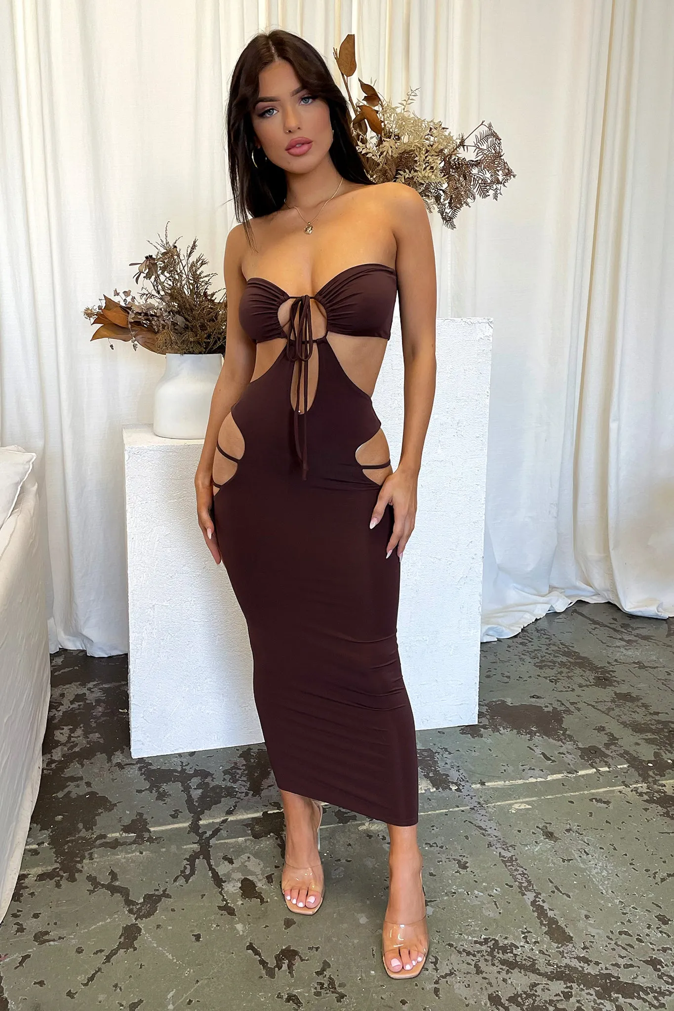 Clara Midi Dress - Brown Bridge Walk