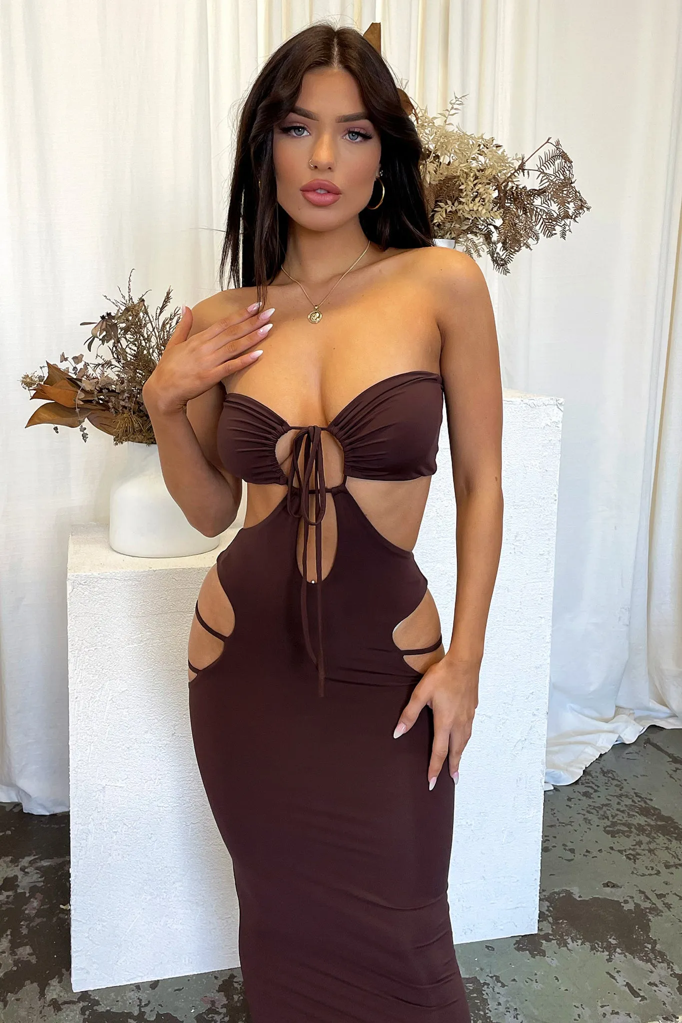 Clara Midi Dress - Brown Galaxy Glow Tall Frame