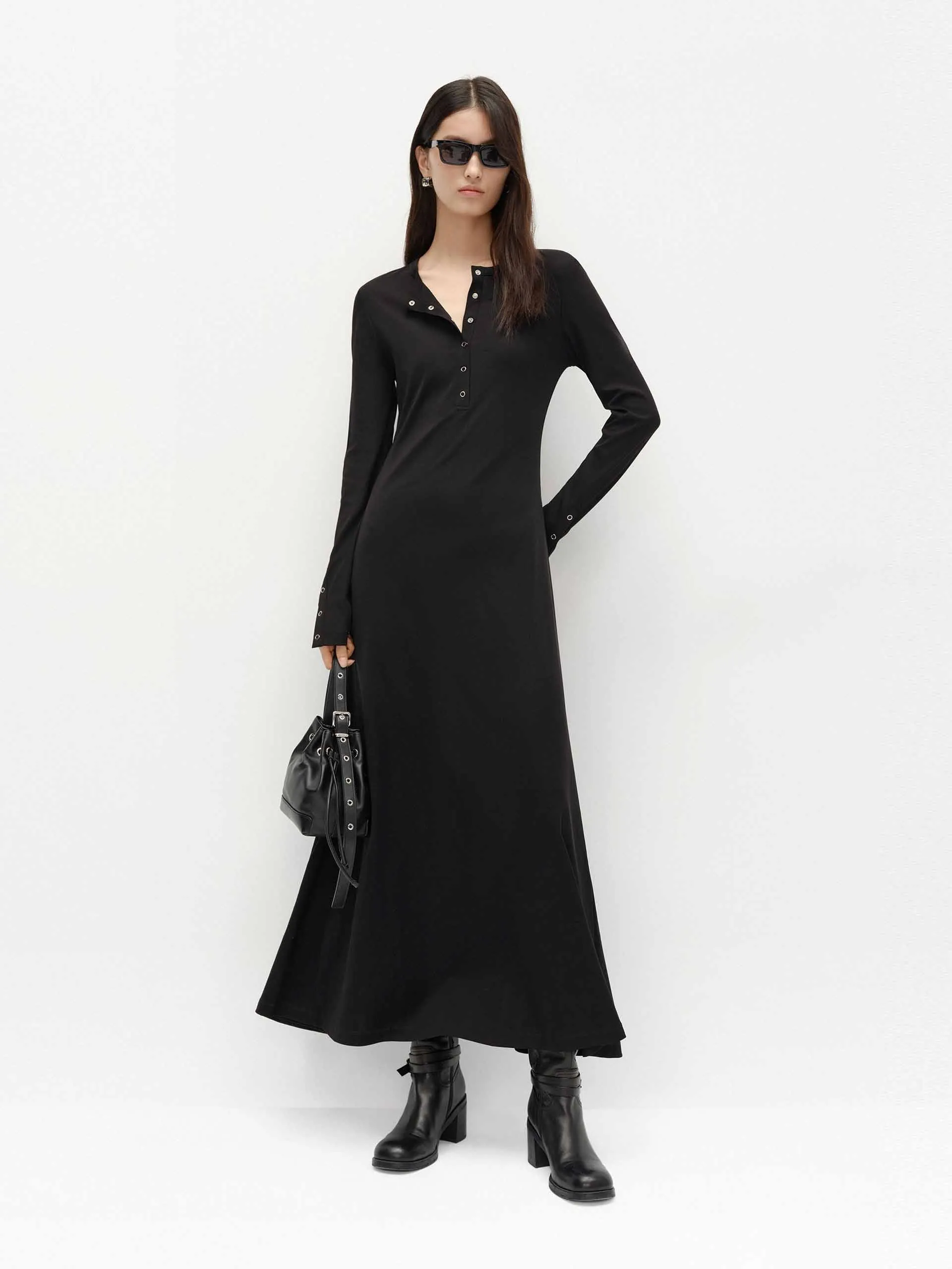 Cotton Blend Maxi Dress European Charm
