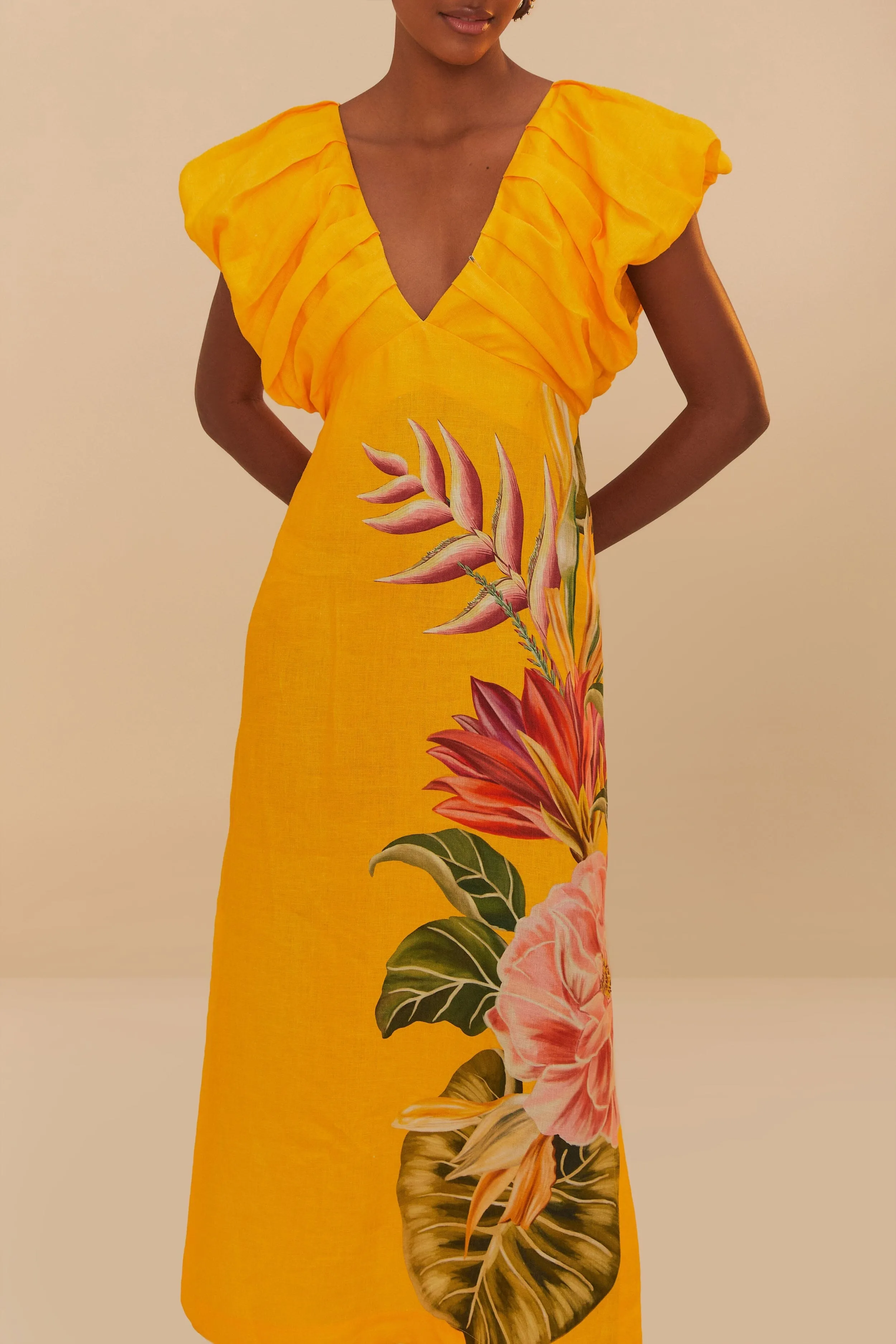 Train Gate Off-White Spring Awakening Euroflax? Premium Linen Midi Dress
