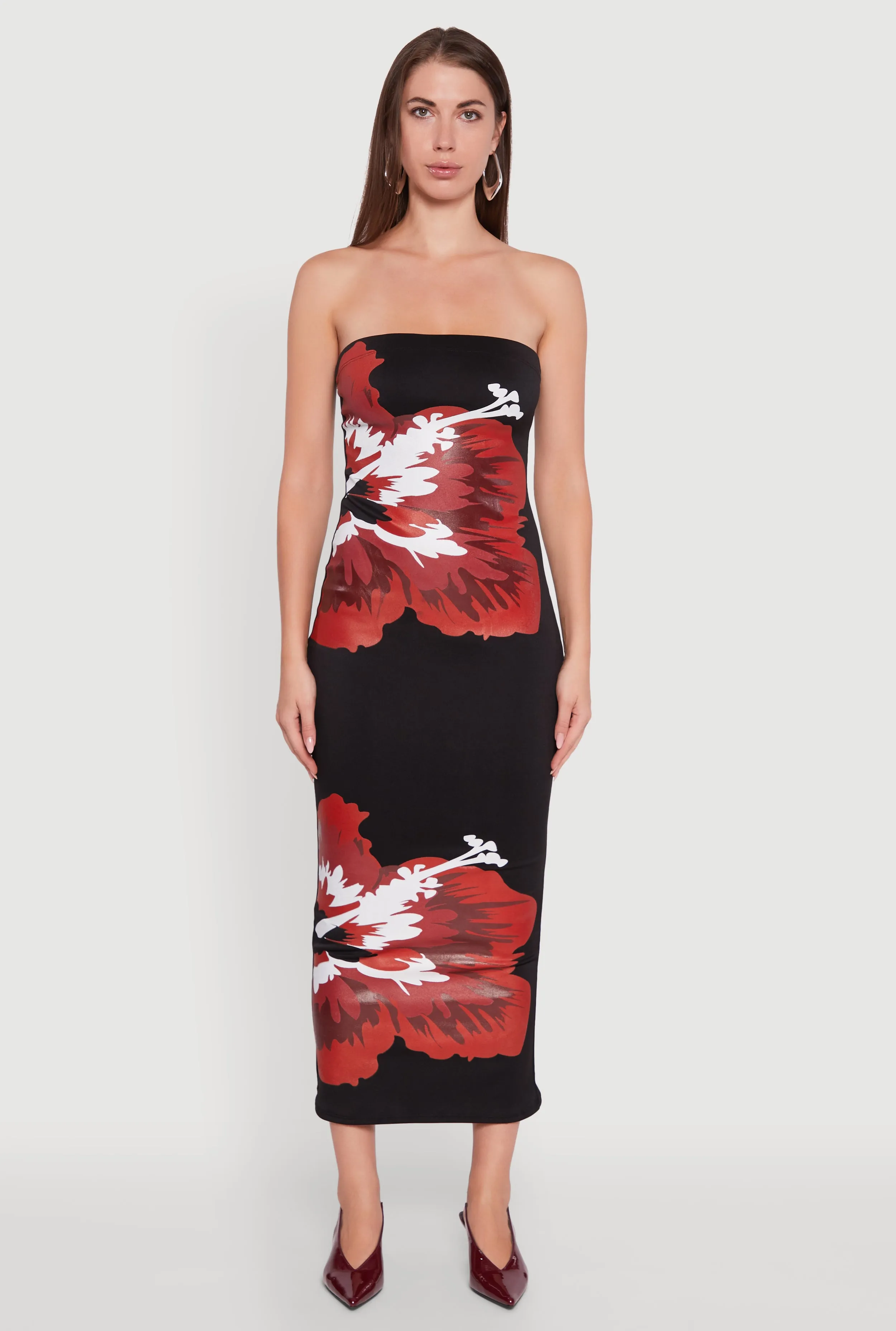 Floral Graphic Tube Maxi Dress Kimono Arm Ocean Air