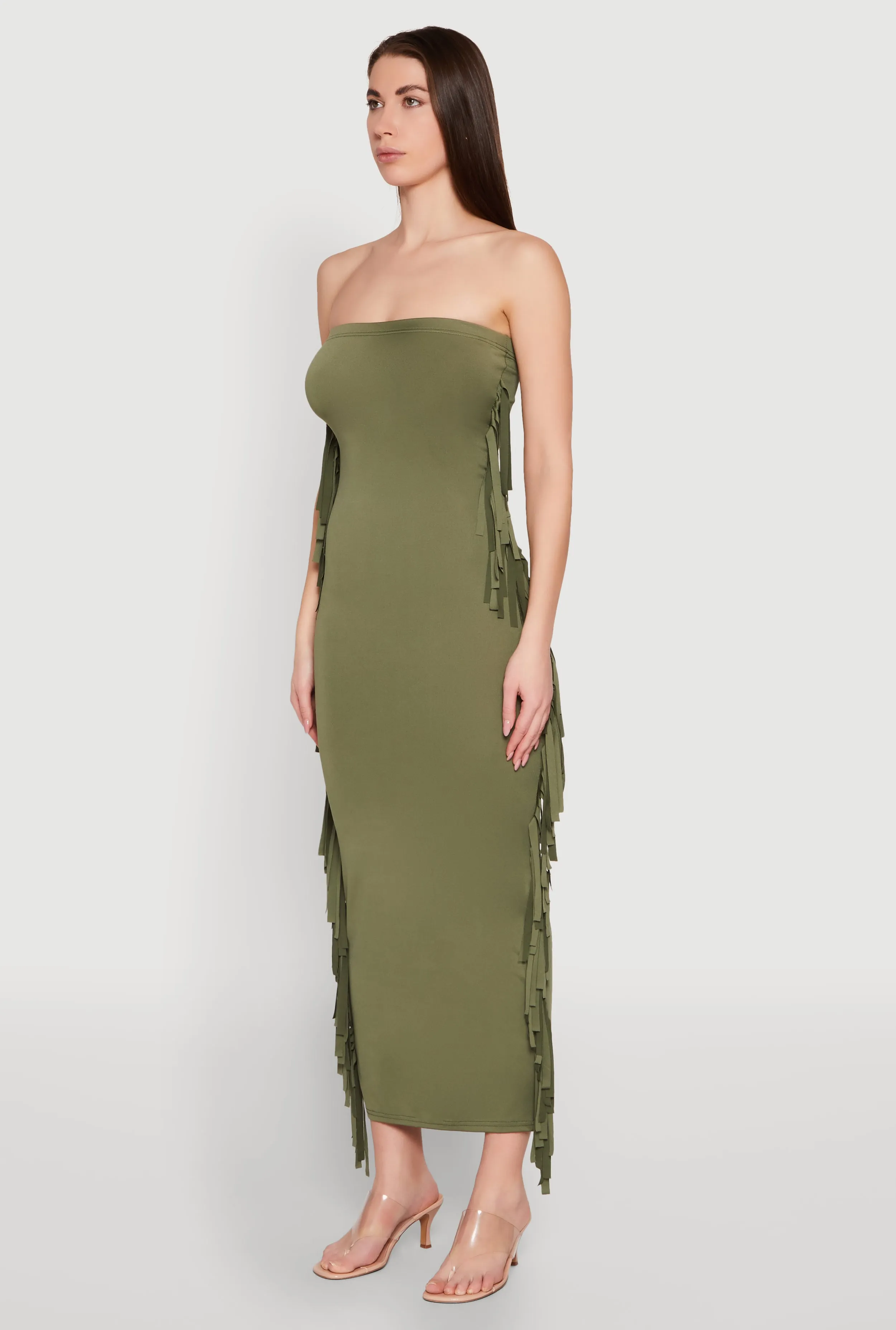Beach Edge Side Fringe Maxi Tube Dress