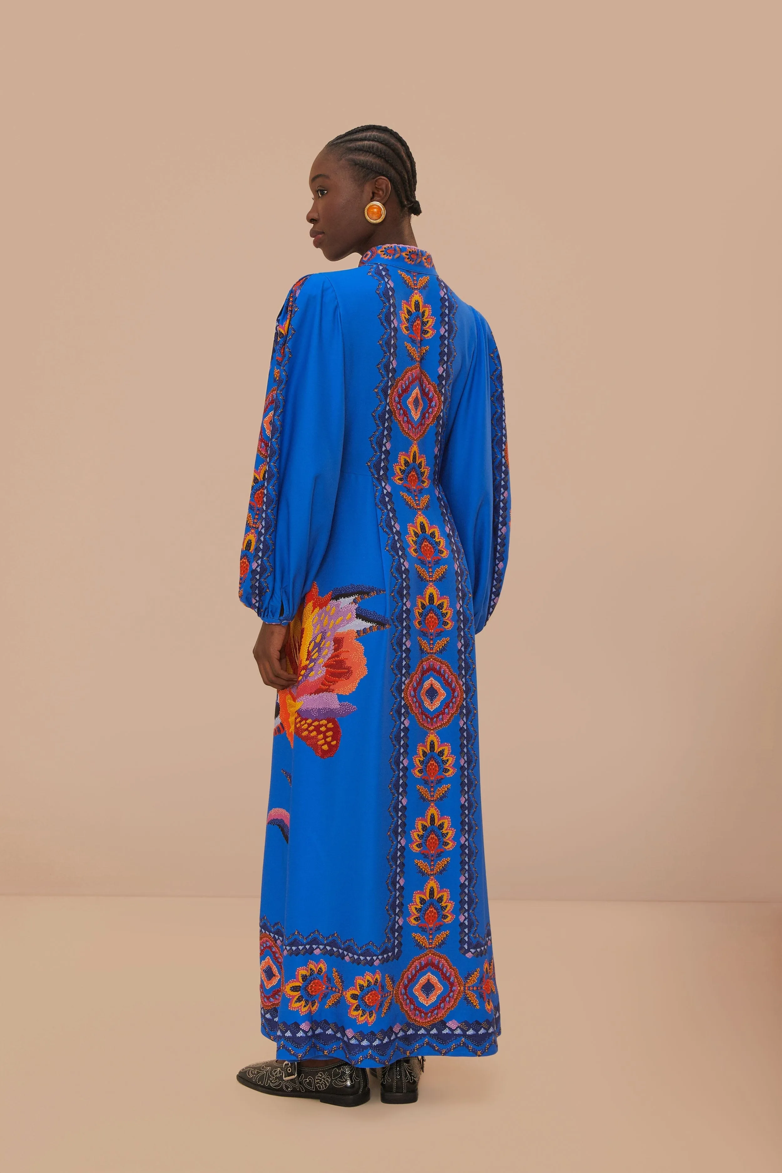 Navy Blue Lucy Floral Tapestry Maxi Dress Classic sleeveless floor dress Azure Tide