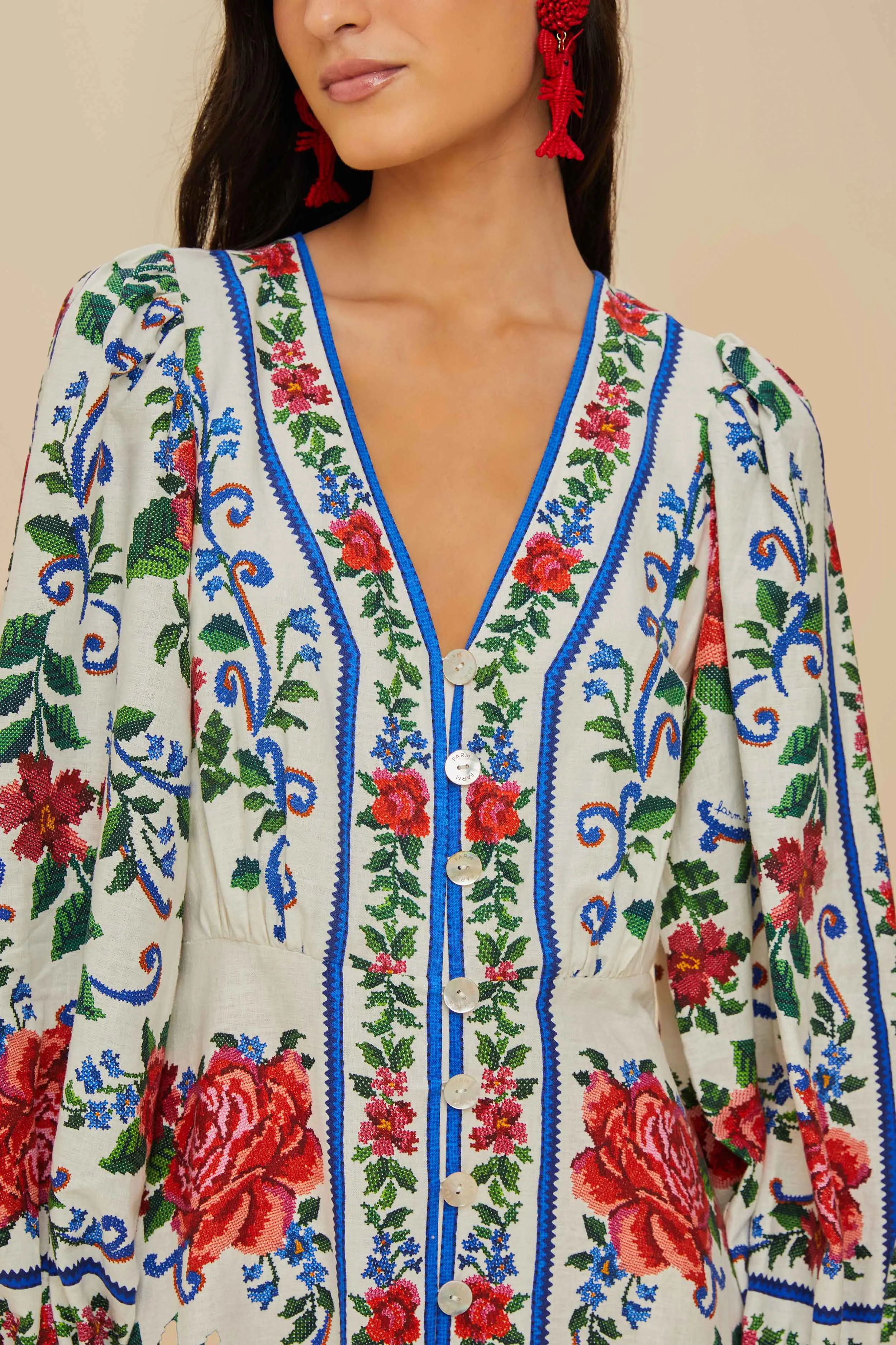 Off-White Flower Tapestry LENZING? ECOVERO? Euroflax? Maxi Dress Scandi Clean
