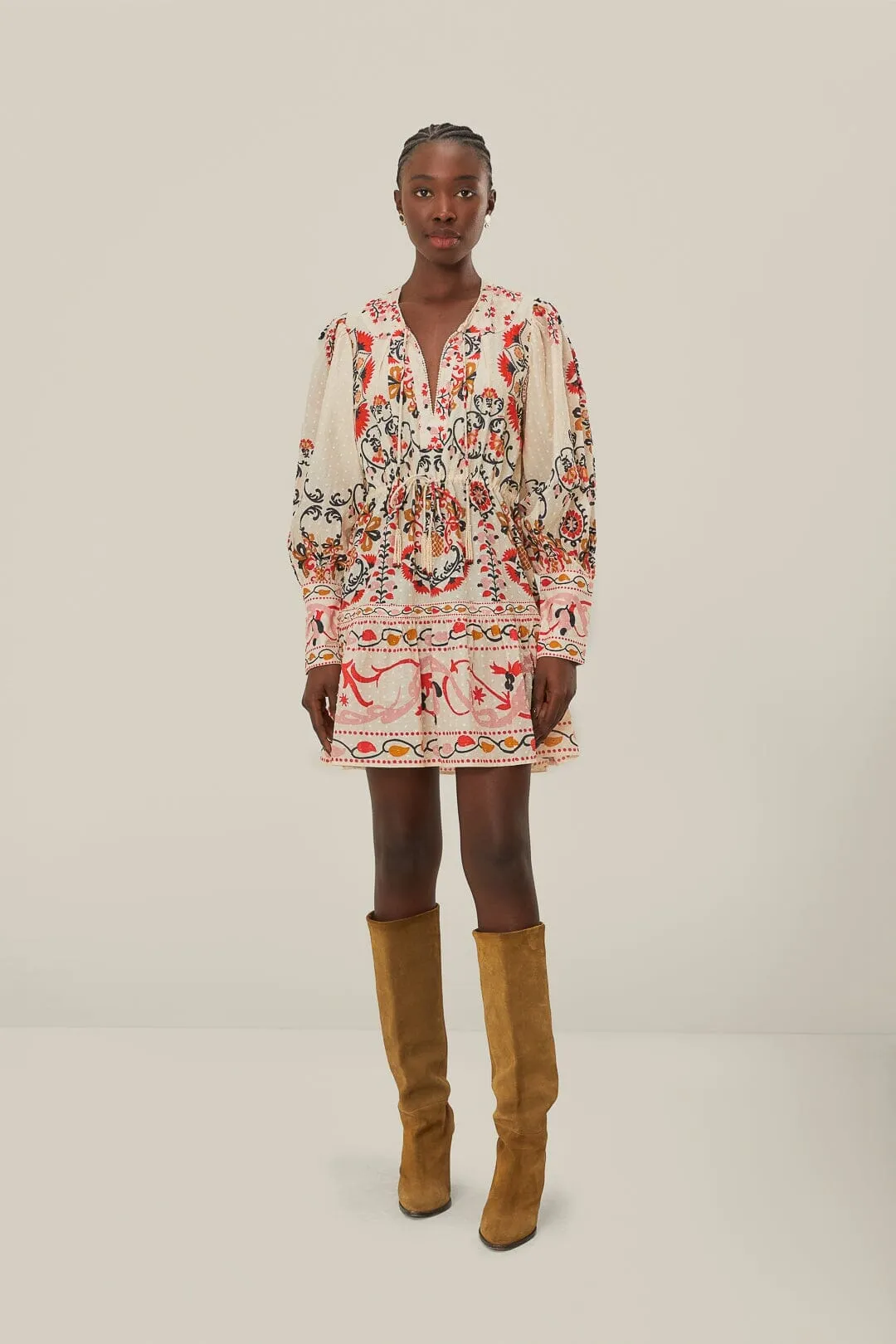 Cream Cashew Mandala Mini Dress Timeless Design