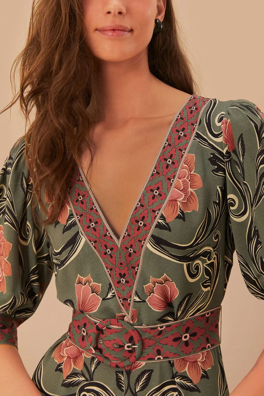 Arabesque Floral Green Maxi Dress Coral Bay