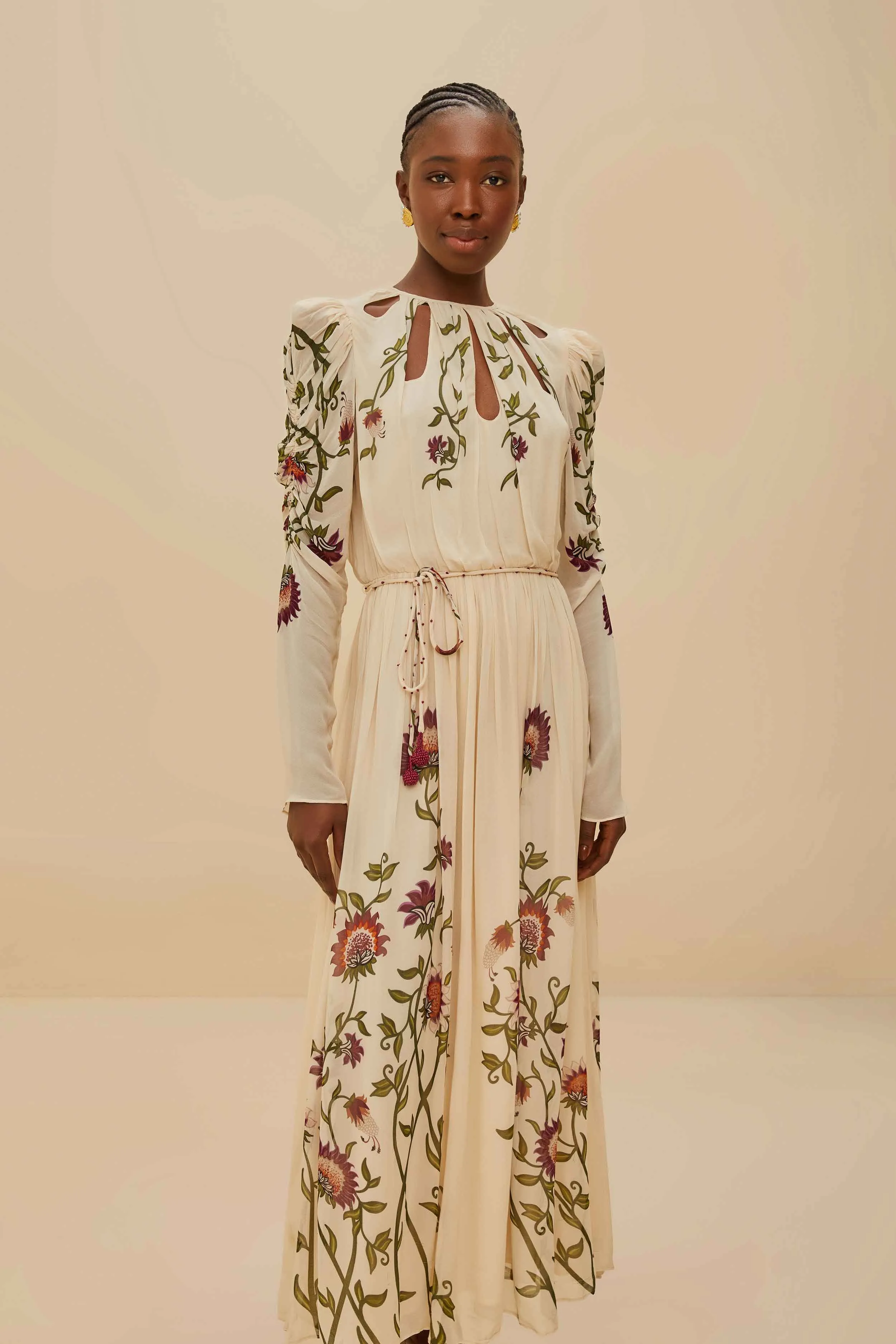 Sequin Glow Beach Gate Multicolor Romantic Nature Long Sleeve Maxi Dress