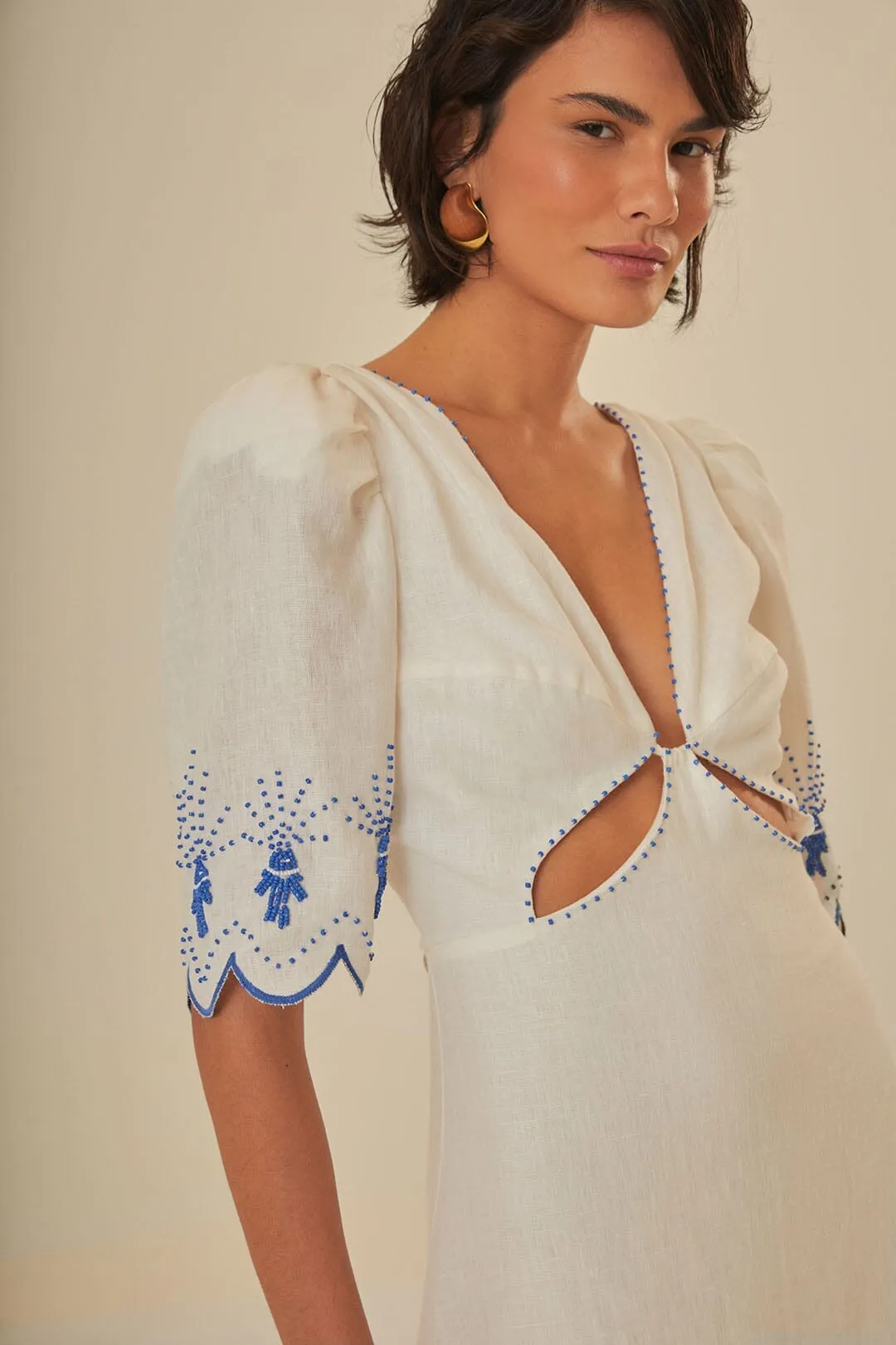Off-White Sea Of Fish Embroidered Midi Dress Wardrobe Staple Easy Travel