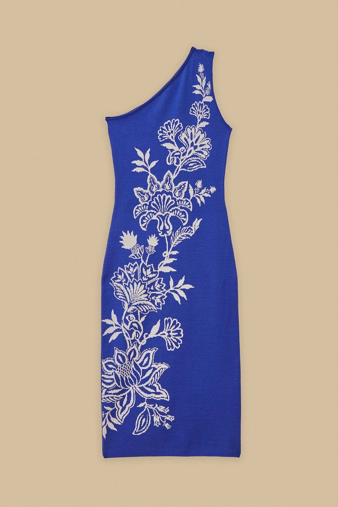 Blue Porcelain Garden Knit Midi Dress Smart Casual