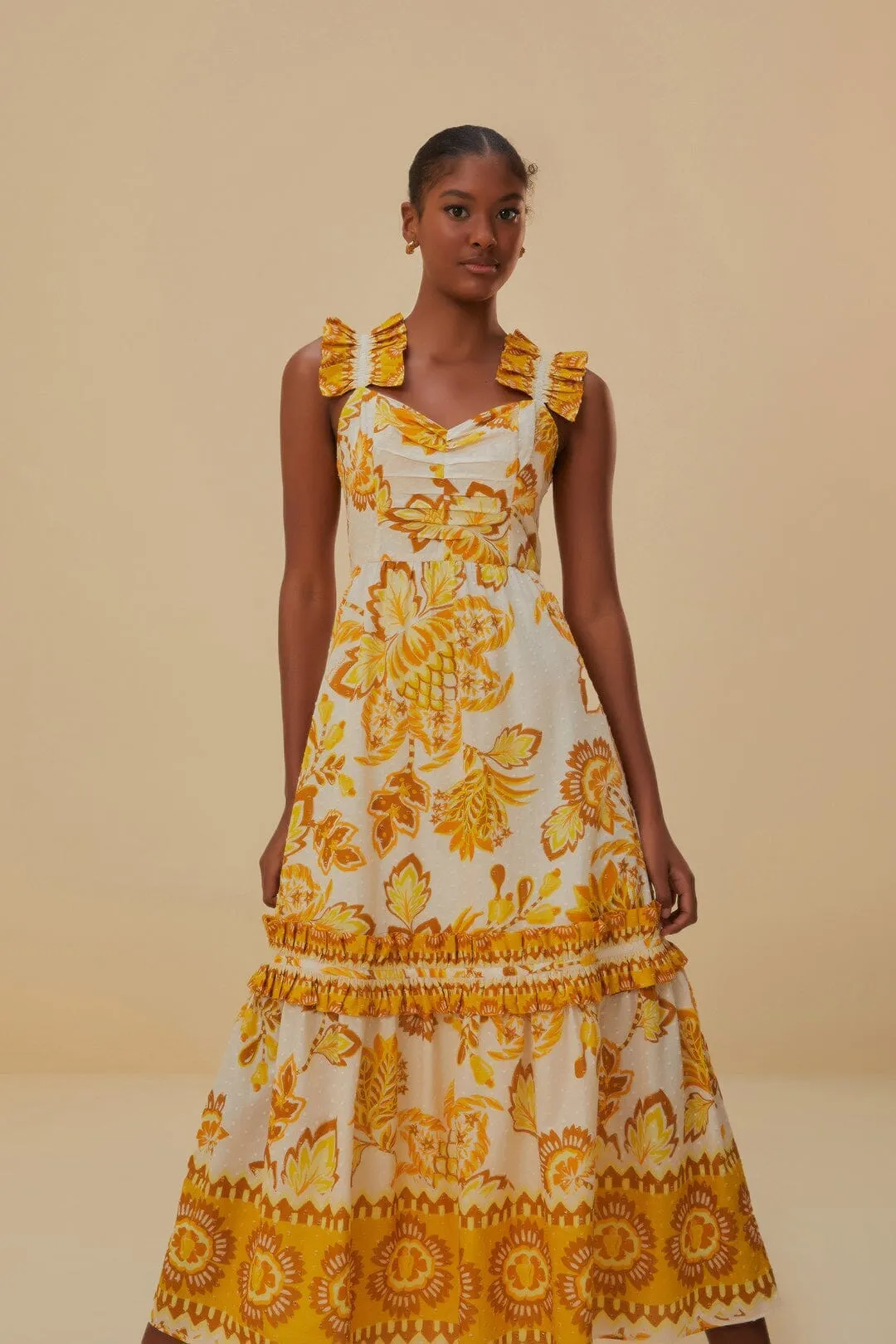Off-White Aura Floral Midi Dress Haze Light