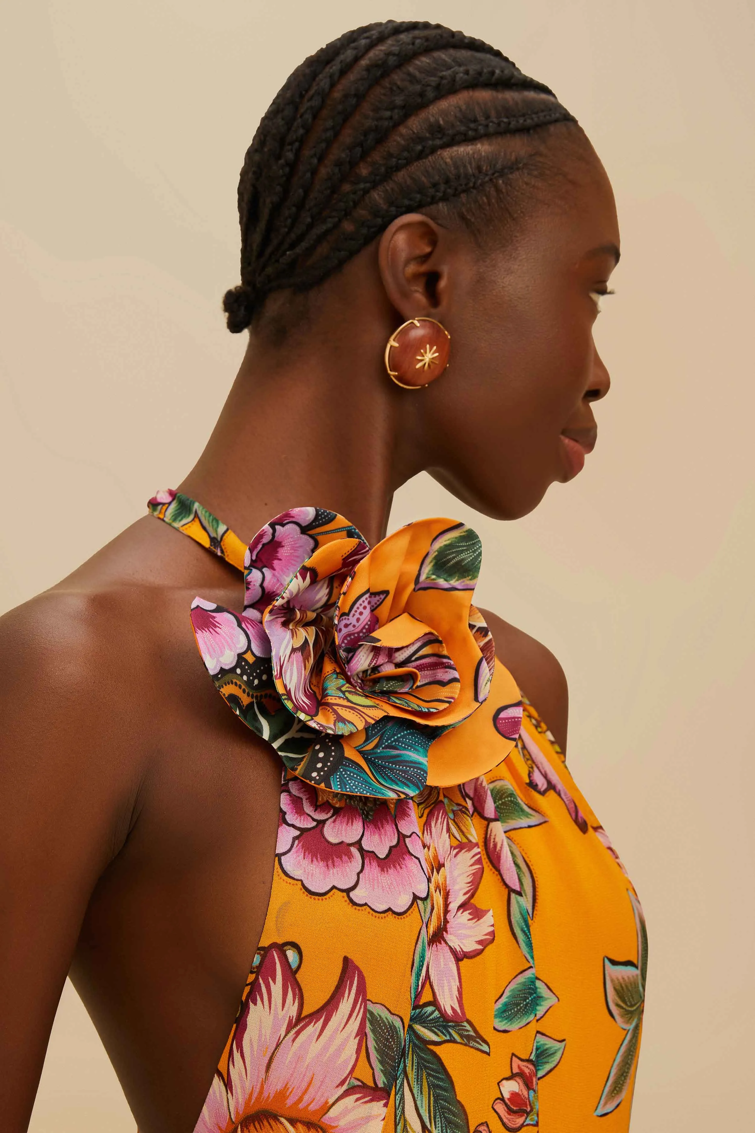 Orange Wonderful Bouquet Maxi Dress Fire Glow Stone Glow