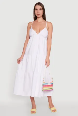 Tile Glow Trendy V-Neck Sleeveless Tiered Maxi Dress