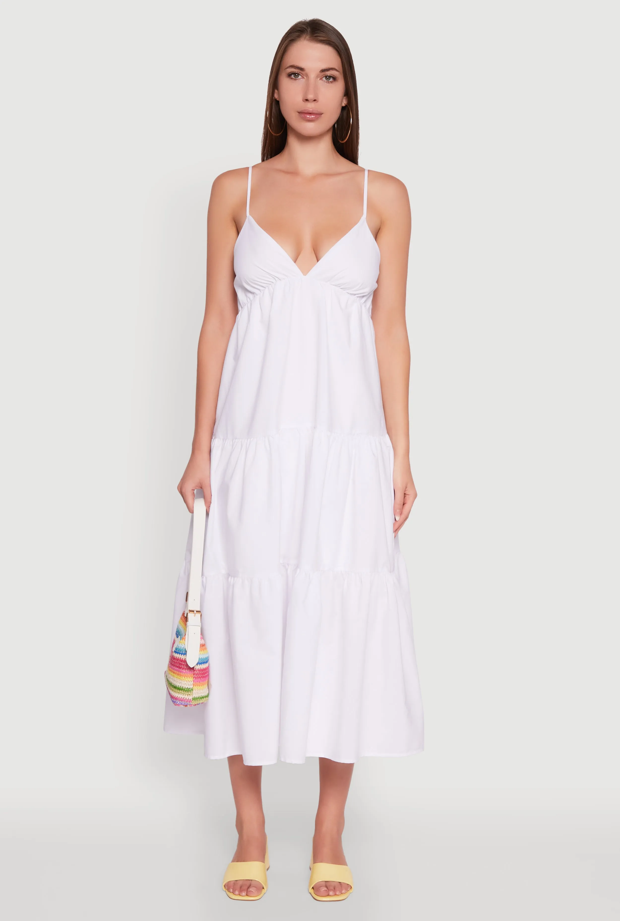 This dress is designed to highlight your natural figure while providing ultimate comfort Trendy V-Neck Sleeveless Tiered Maxi Dress