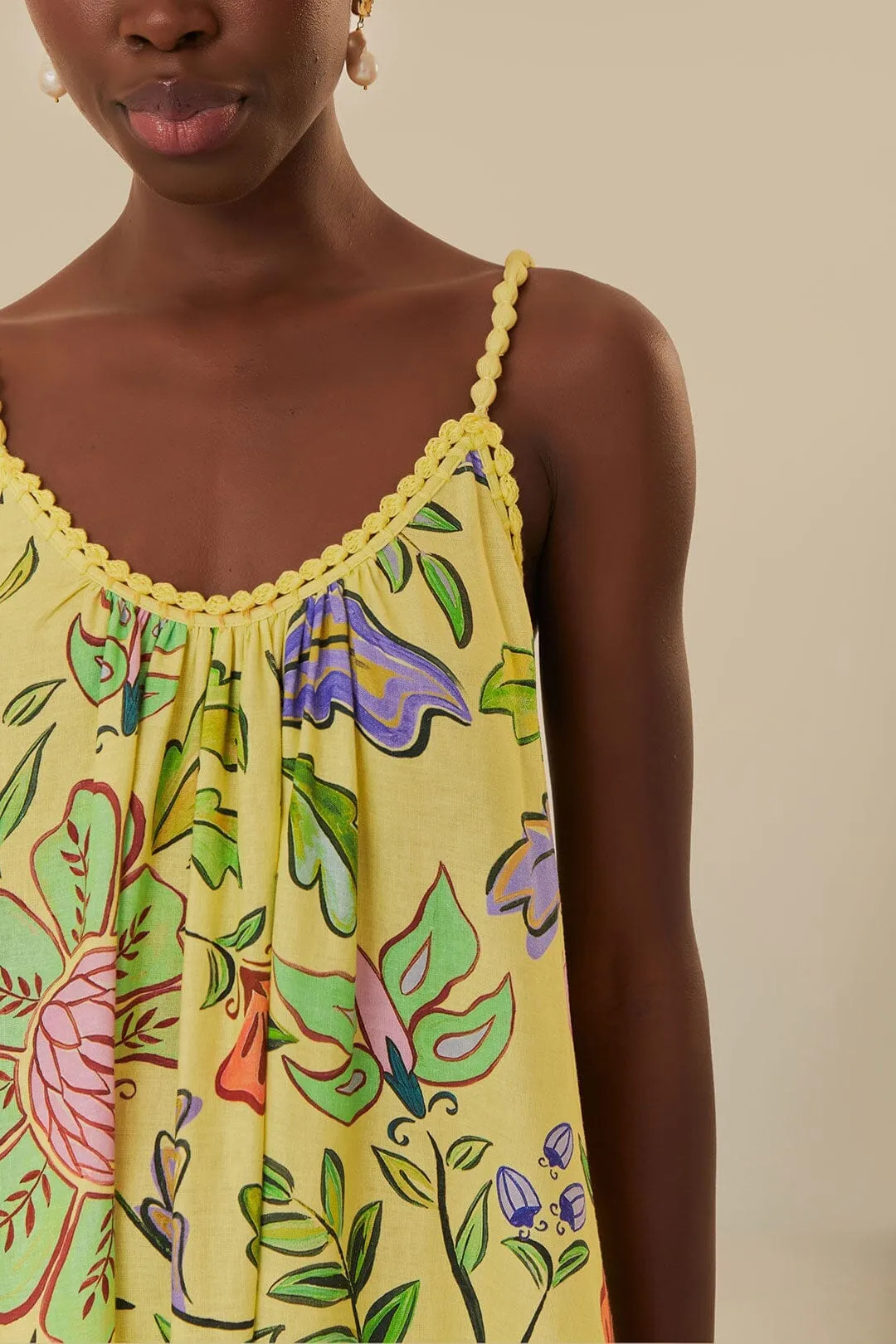 Yellow Floral Insects Maxi Dress Calm Mind Heroine Mood