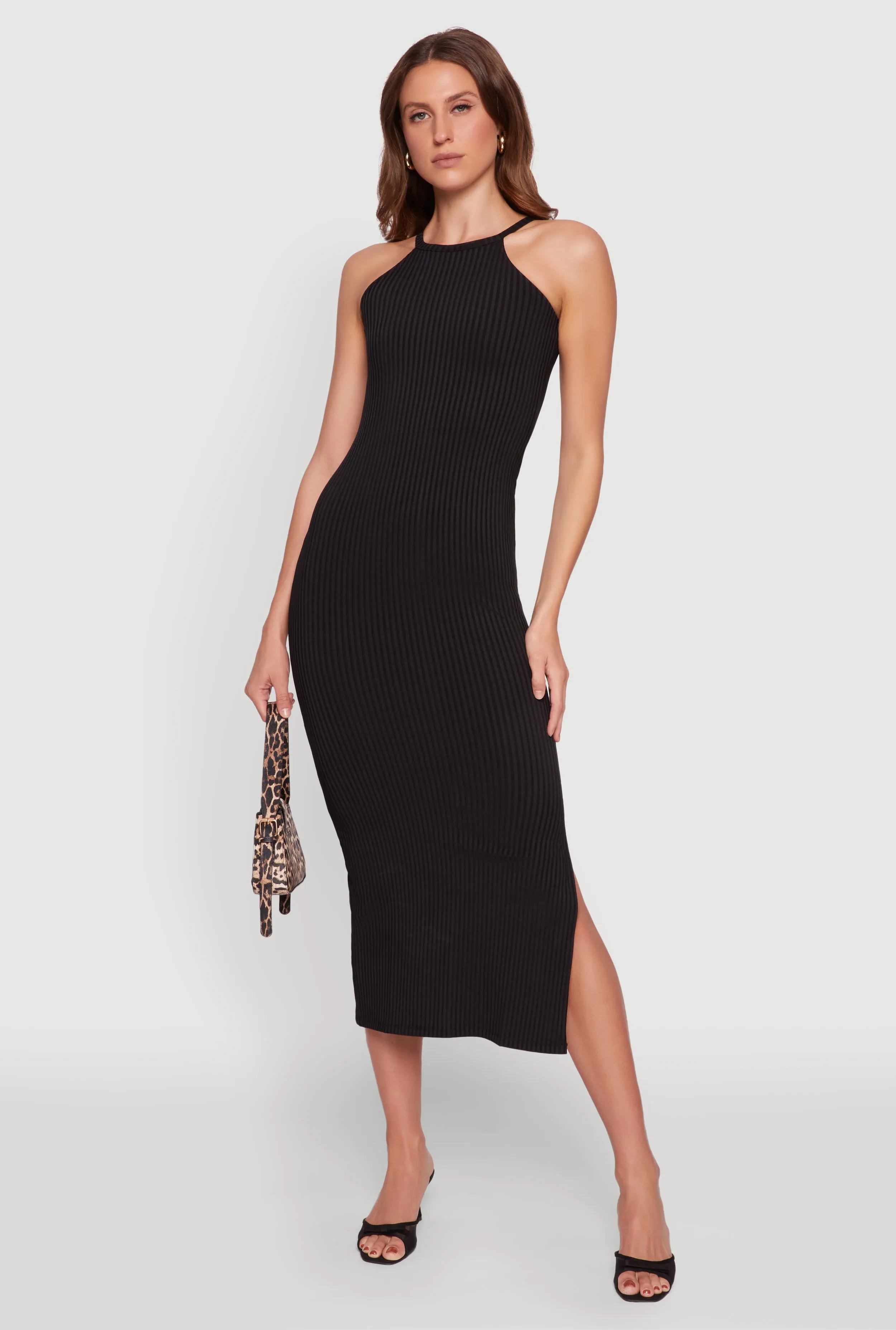 High Neck Maxi Tank Dress Designed to complement every body shape this dress enhances your natural silhouette