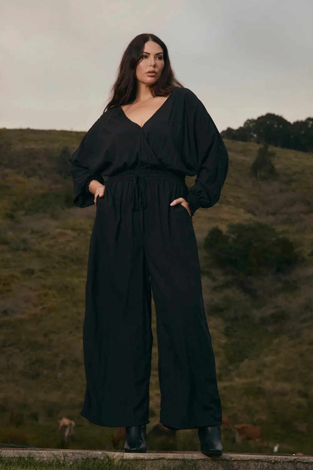 Lucette Long Sleeve Jumpsuit in Black Day-to-evening wear