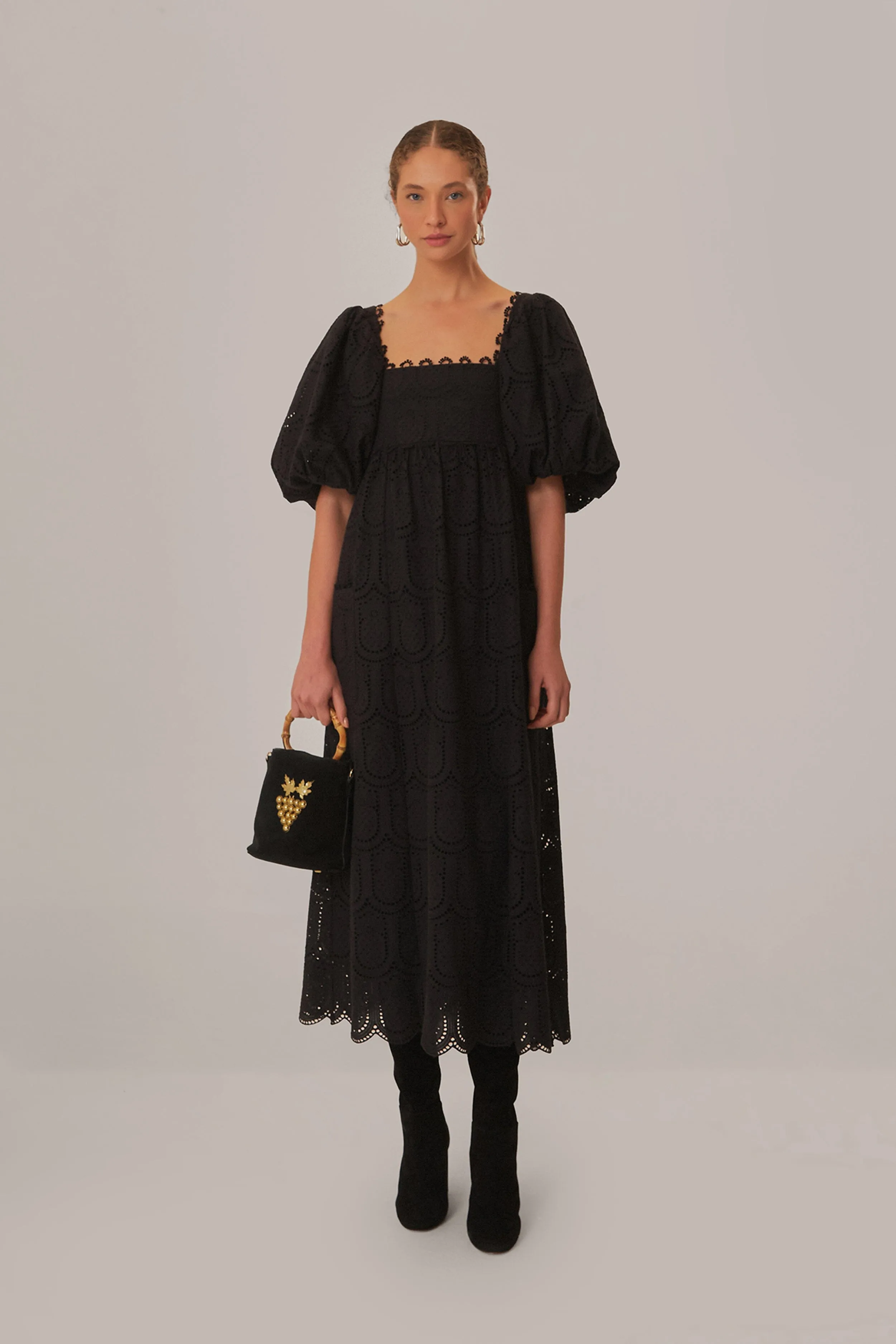 Black Pineapple Eyelet Maxi Dress Sapphire Glow