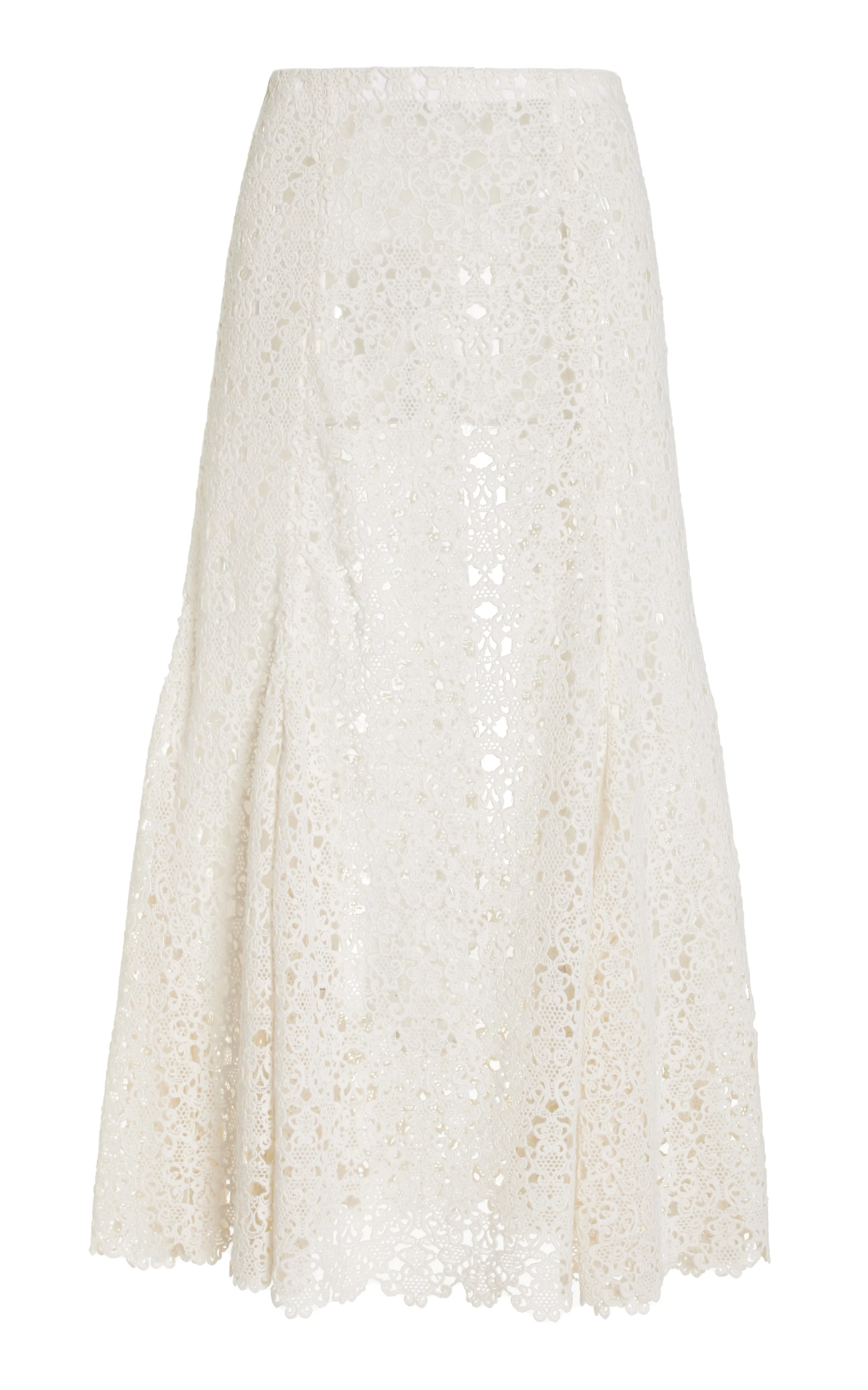 Florence Maxi Skirt in Ivory Cashmere Lace MultiPanelCut Parisian Chic