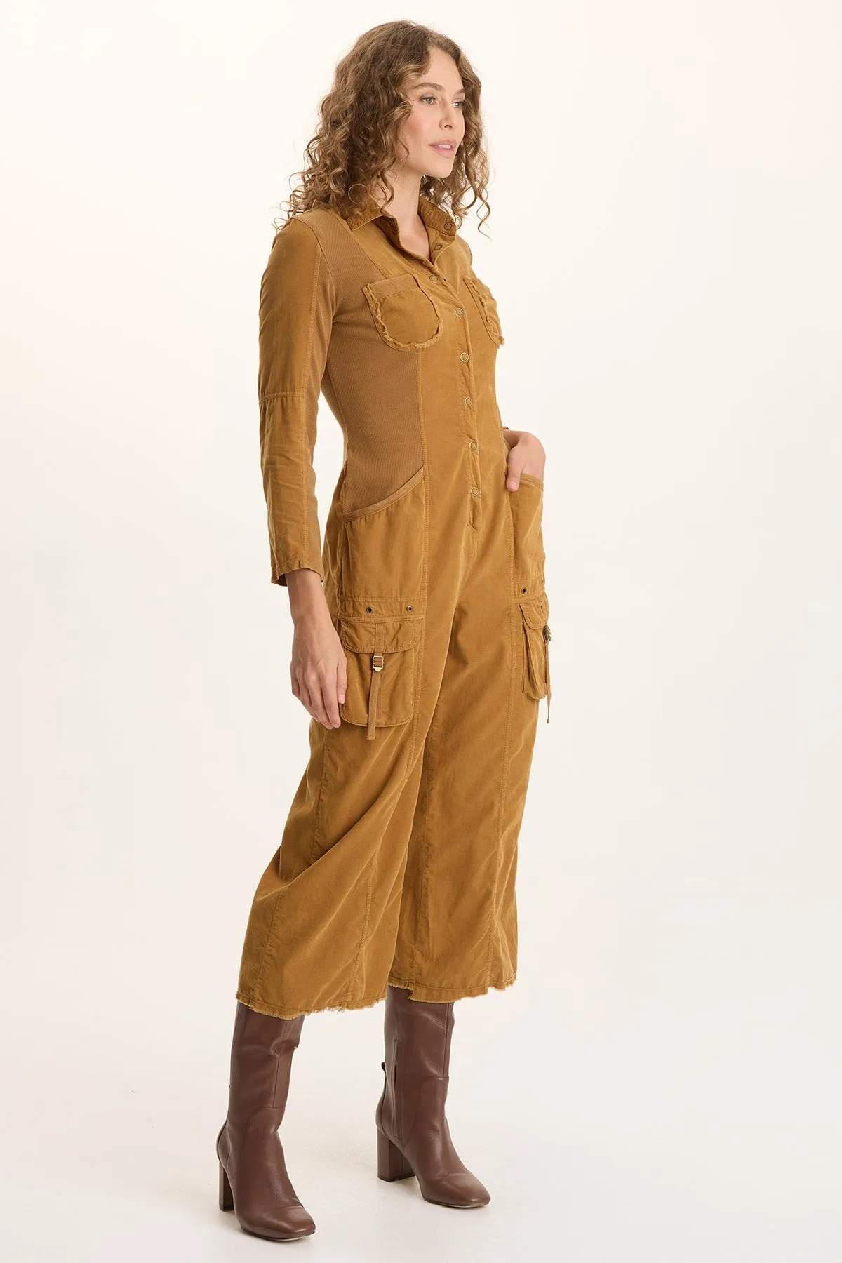 New Day Kaisa Corduroy Long-Sleeve Cargo Jumpsuit