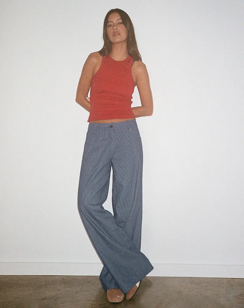 AntiBacterialTreatment Roomy Extra Wide Low Rise Jeans in Pinstripe Indigo Wash