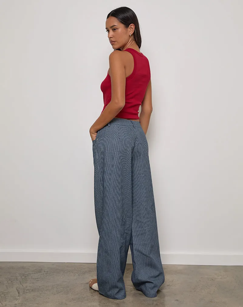 Roomy Extra Wide Low Rise Jeans in Pinstripe Indigo Wash TaglessDesign