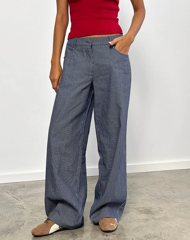 Roomy Extra Wide Low Rise Jeans in Pinstripe Indigo Wash UVProtection