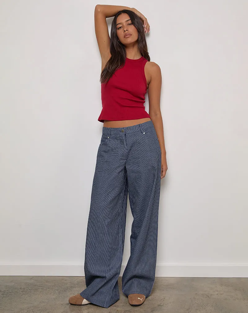 FastDrying Inner Layer Machine Fit Roomy Extra Wide Low Rise Jeans in Pinstripe Indigo Wash