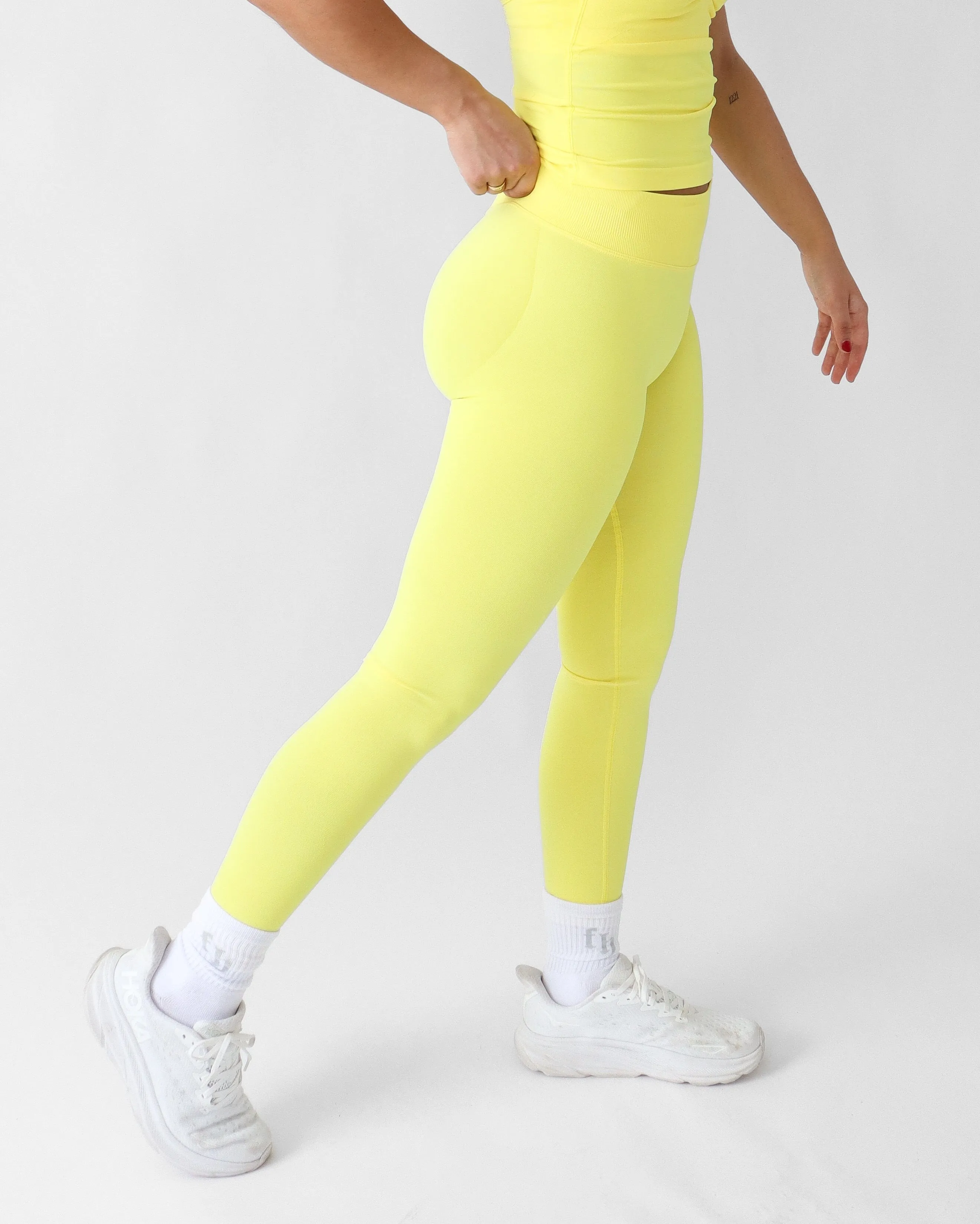Ascend Leggings 27" - Lemon Trend Seeker Four Way Rib Knit Unisex Style