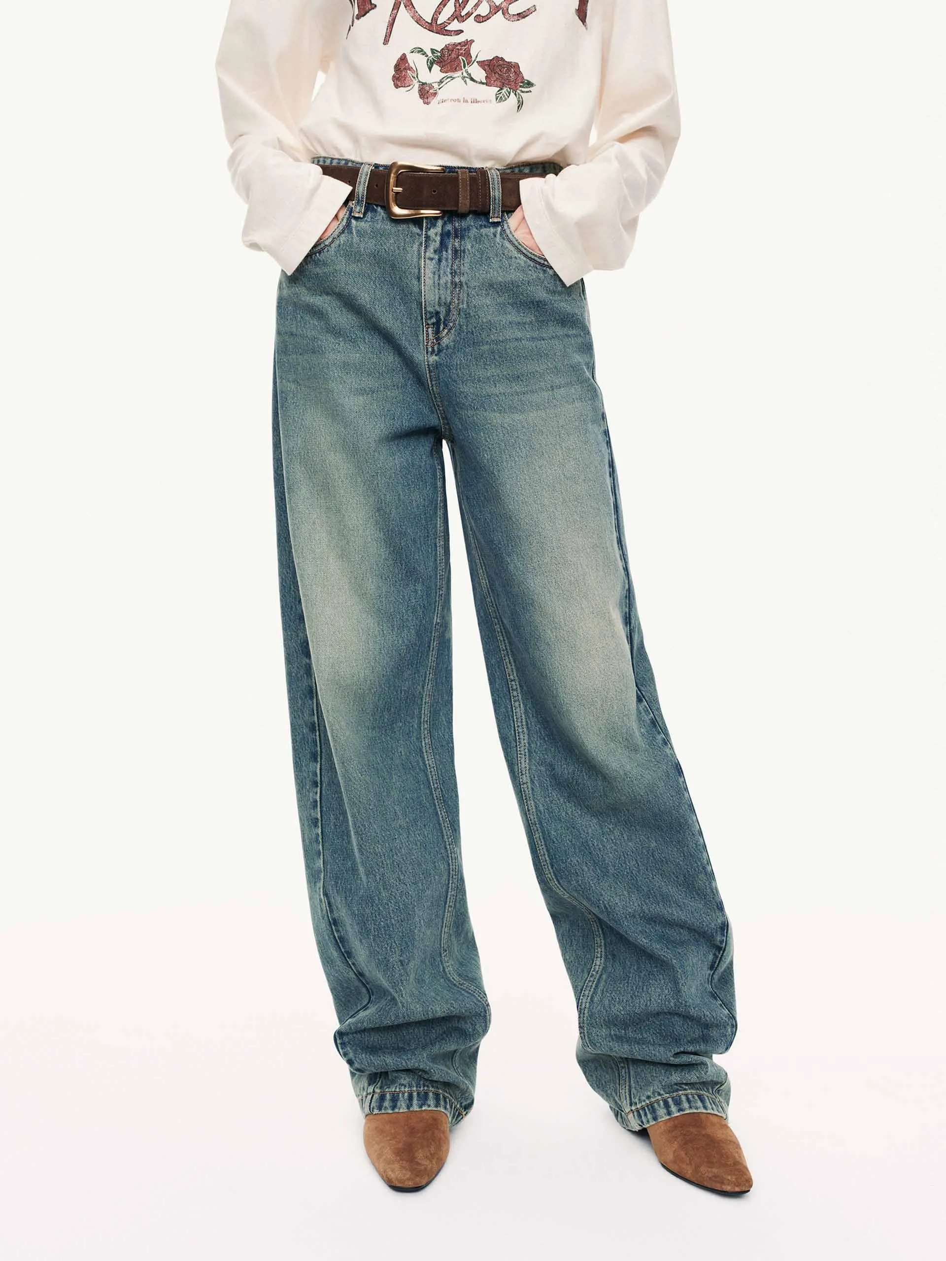 Barrel Leg Cotton Jeans Everyday Use