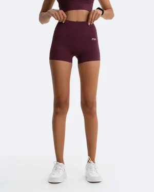 Burgundy Micro Shorts Daily Casual Flexible Waistline