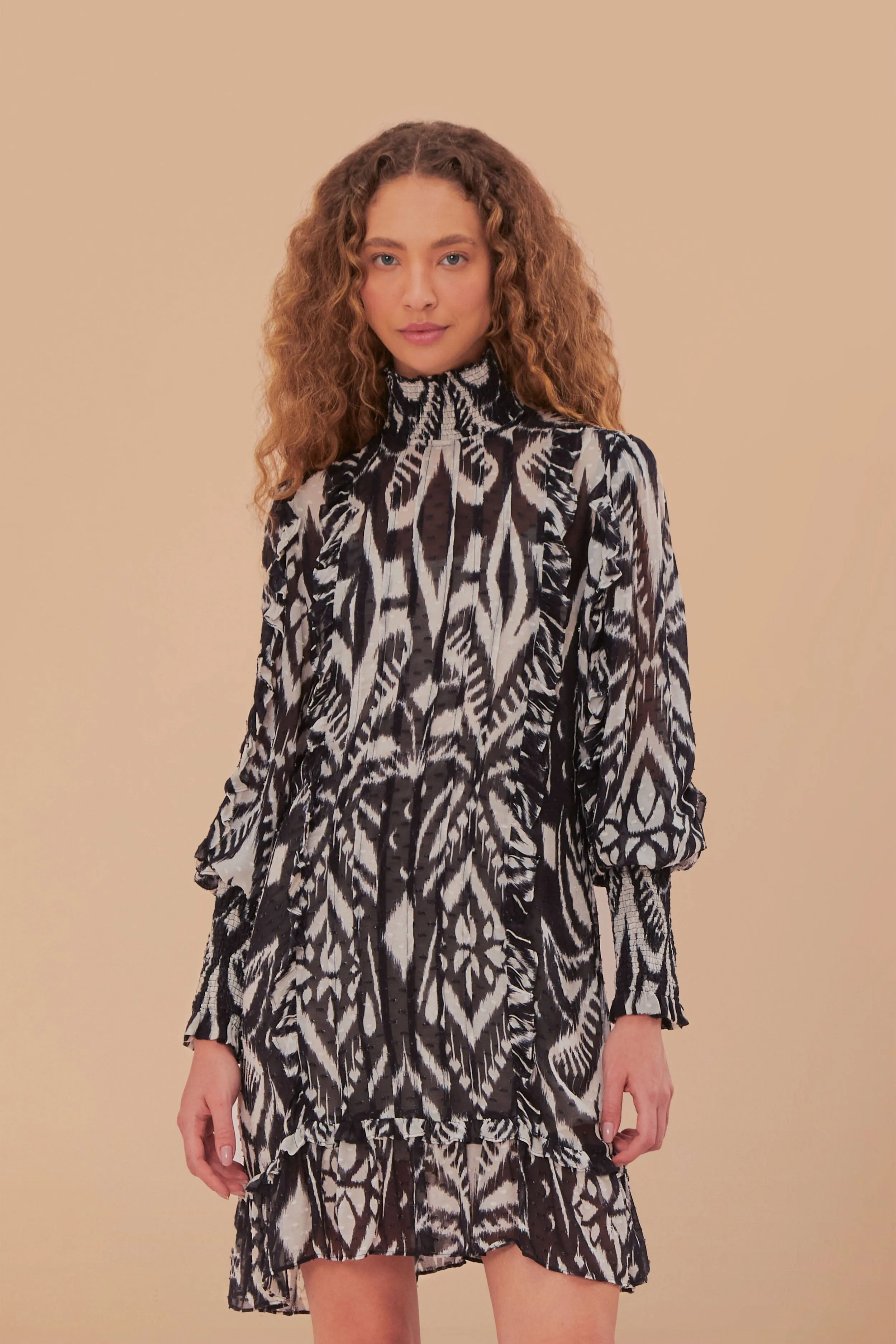 Heat Glow Pineapple Ikat Black Mini Dress