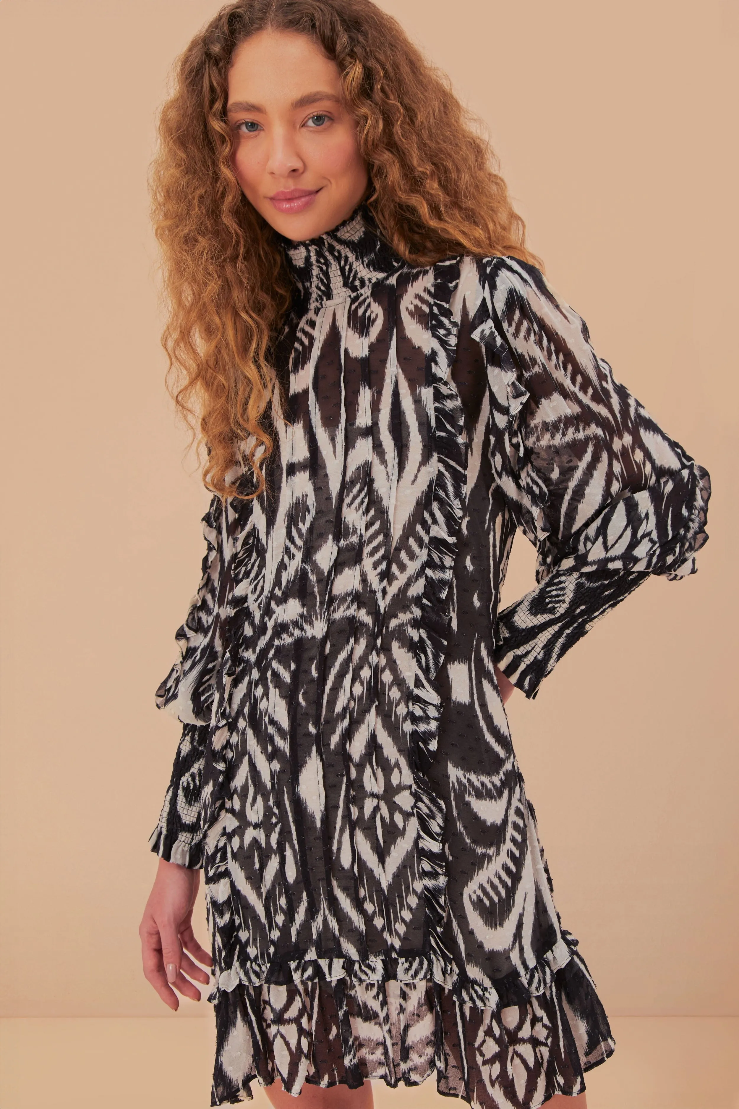 Fashion-forward short dress Pineapple Ikat Black Mini Dress