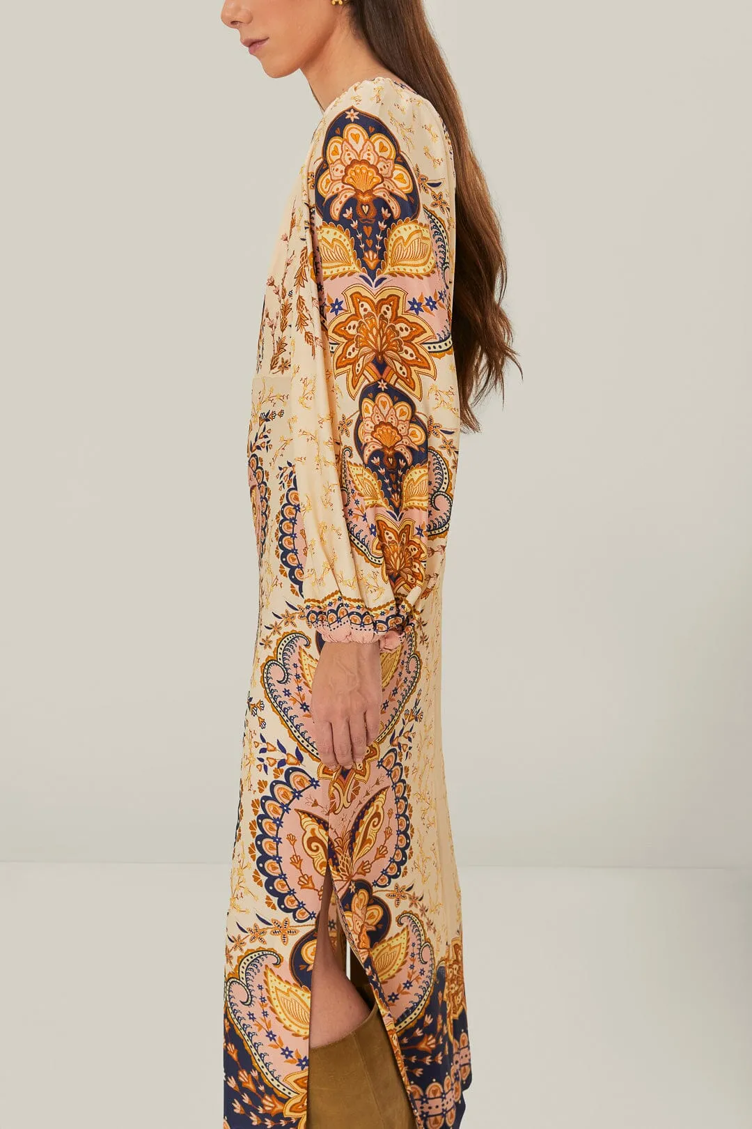 Rain Safe Chic Appearance Beige Boho Midi Dress
