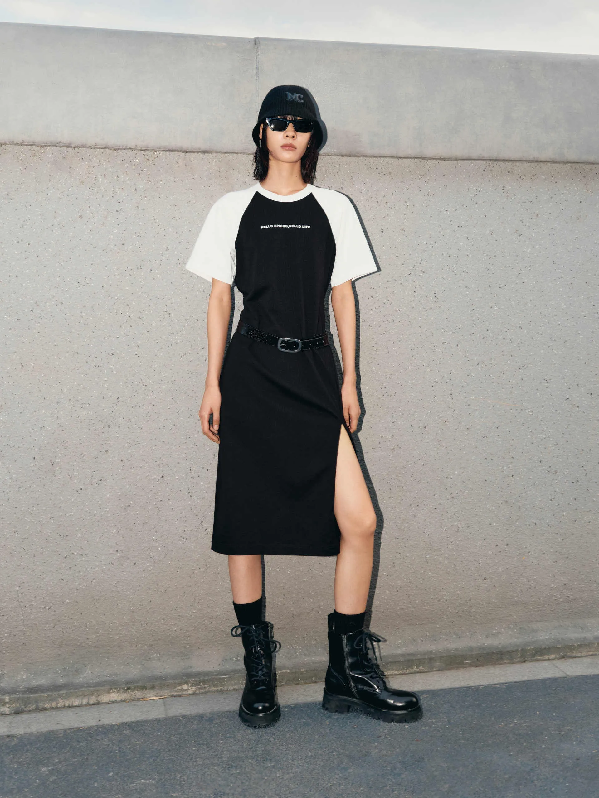 Soft Rebellion Contrast Side Slit Dress