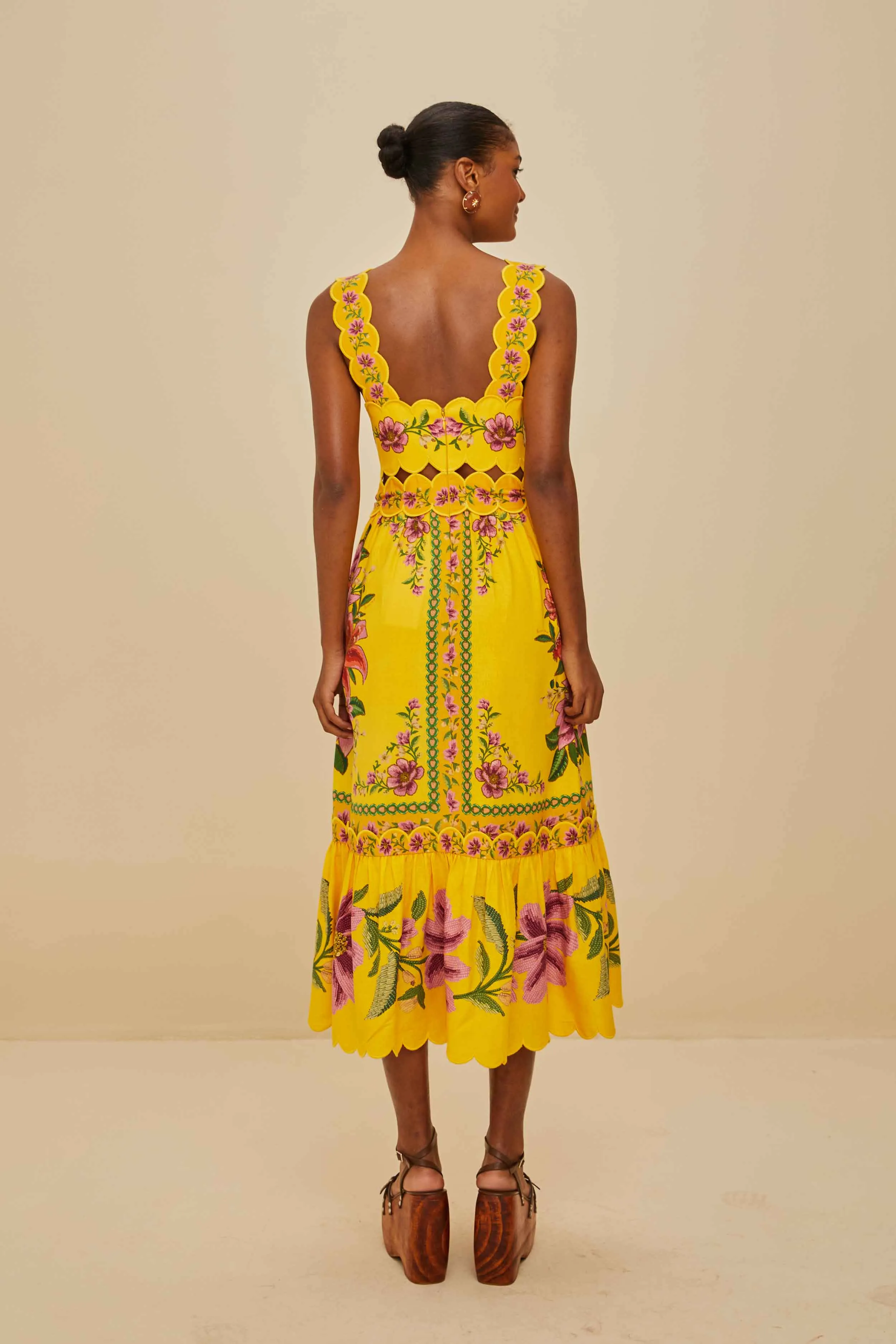 Office To Out Quiet Luxury Yellow Summer Fruit Scarf LENZING? ECOVERO? Euroflax? Midi Dress