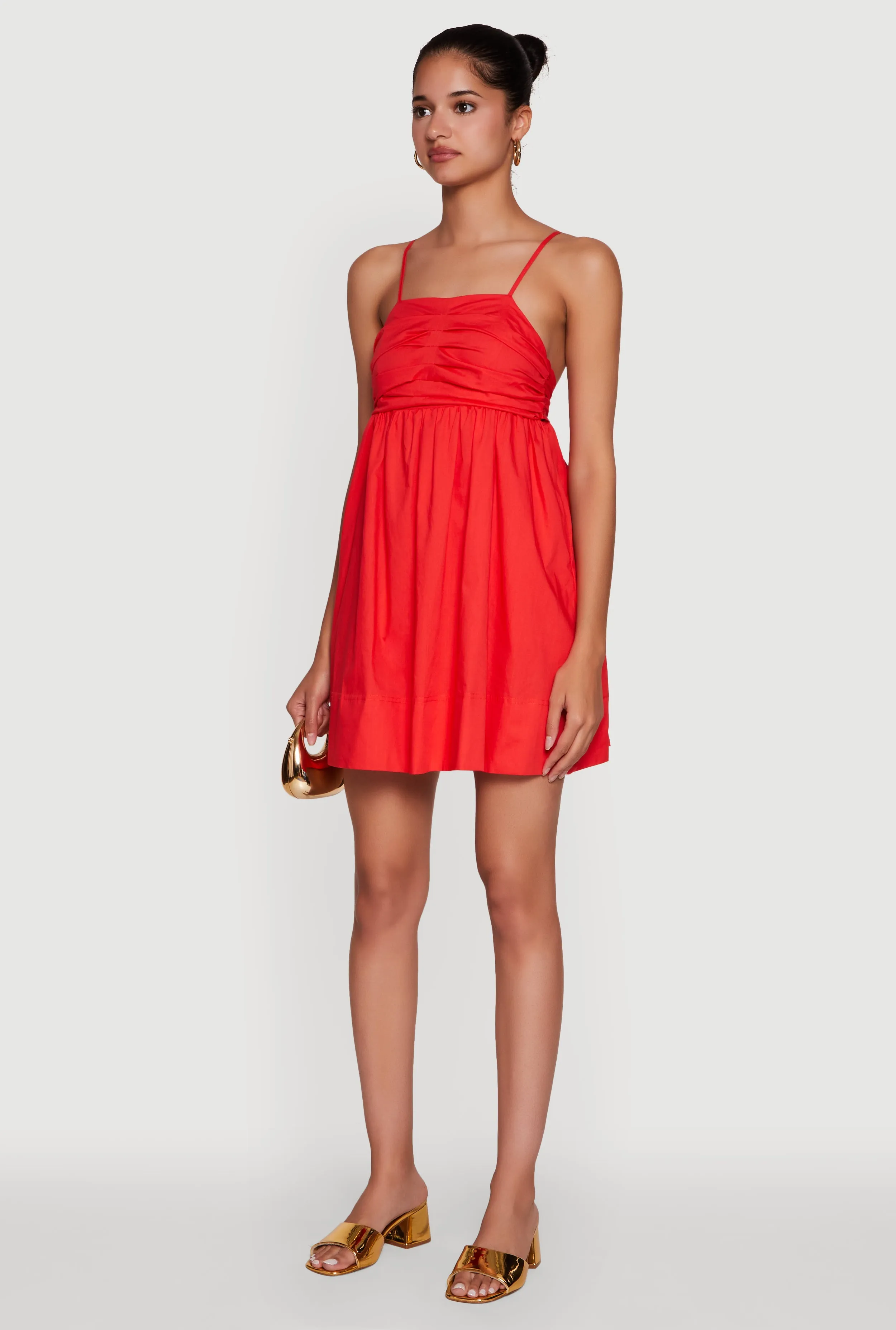 Classic outdoor mini Eye Candy Trendy Poplin Bow Tie Back Babydoll Dress