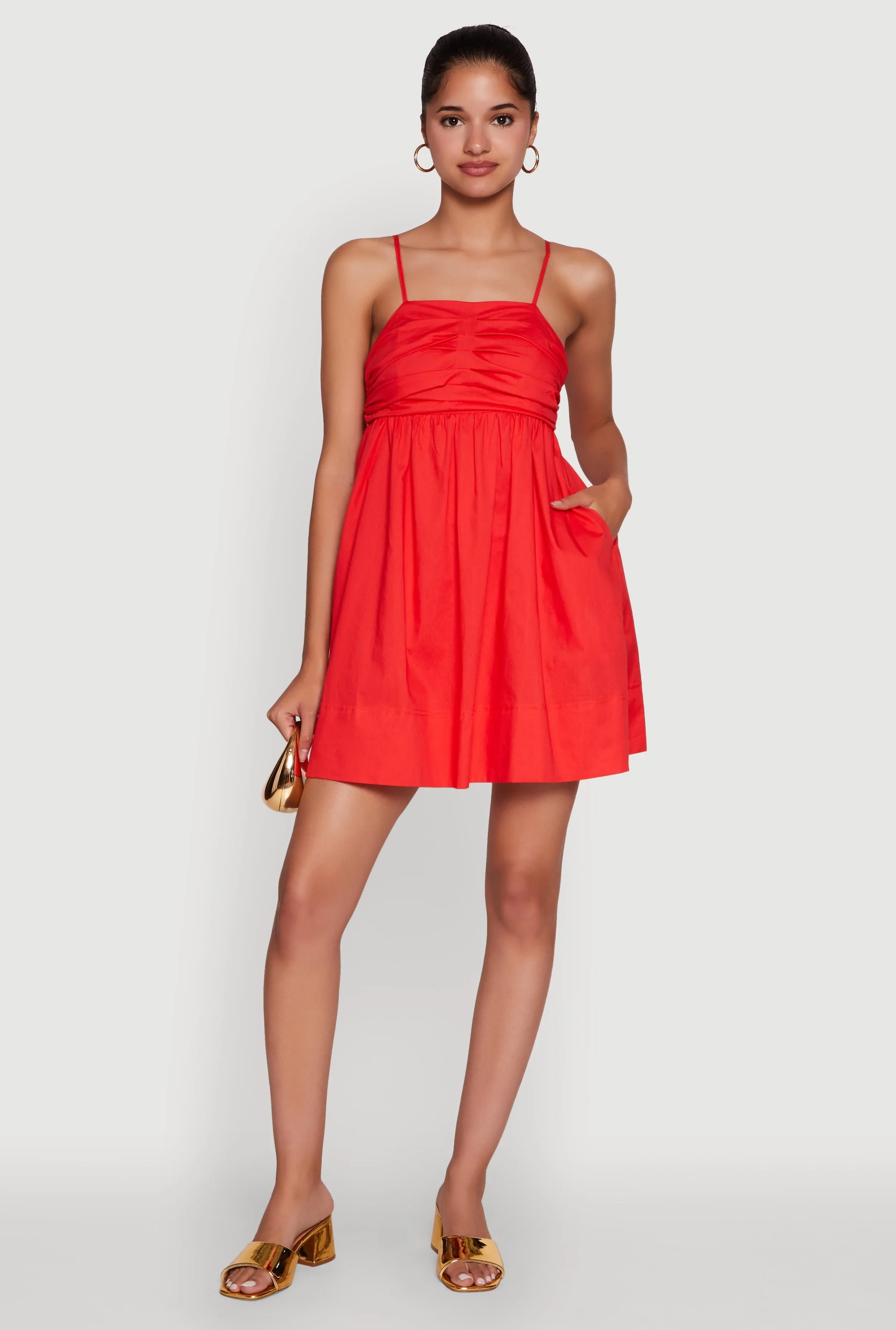 party mode Classic outdoor mini Trendy Poplin Bow Tie Back Babydoll Dress