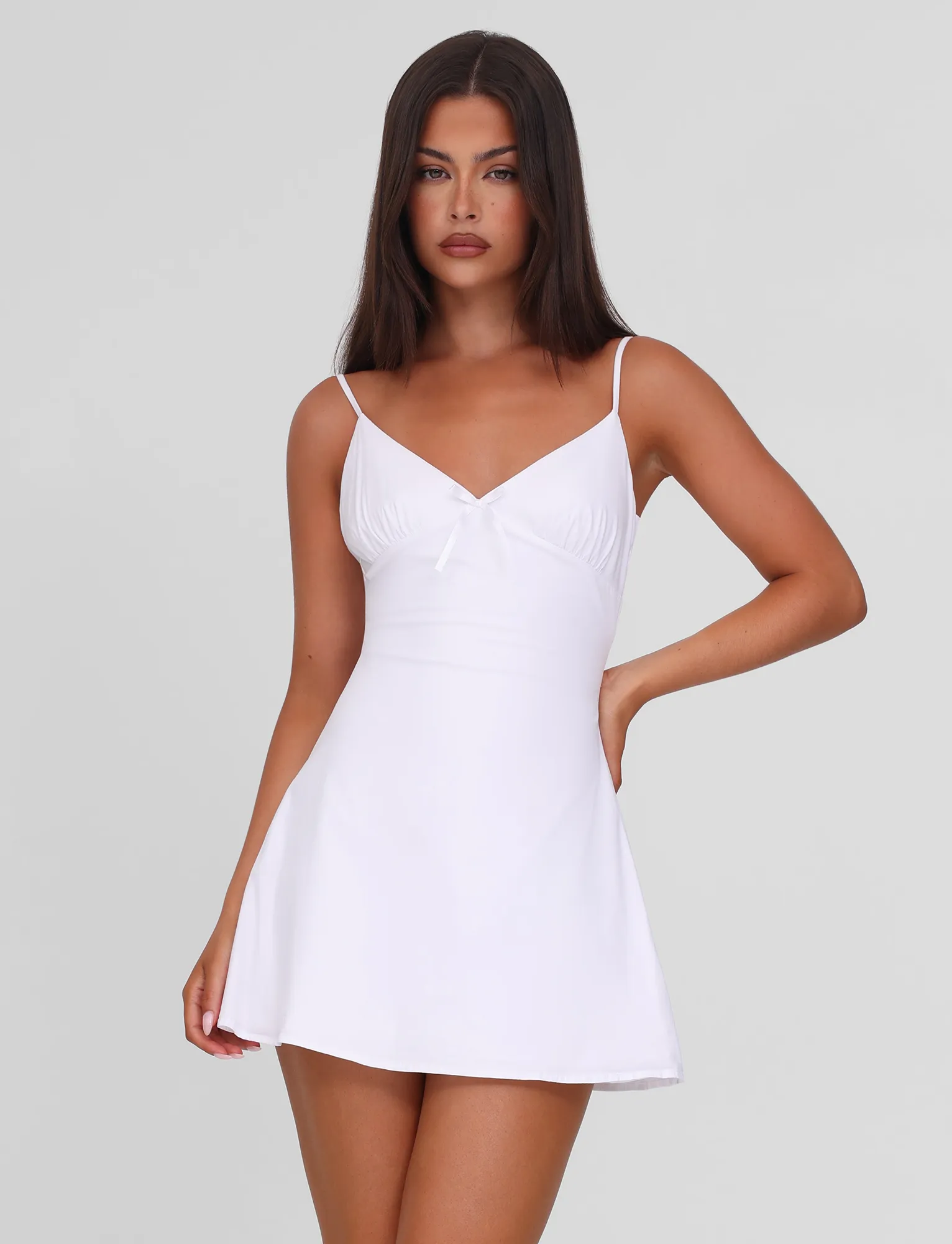 WINNIE MINI DRESS - WHITE Perfect Fit Flattering Cut