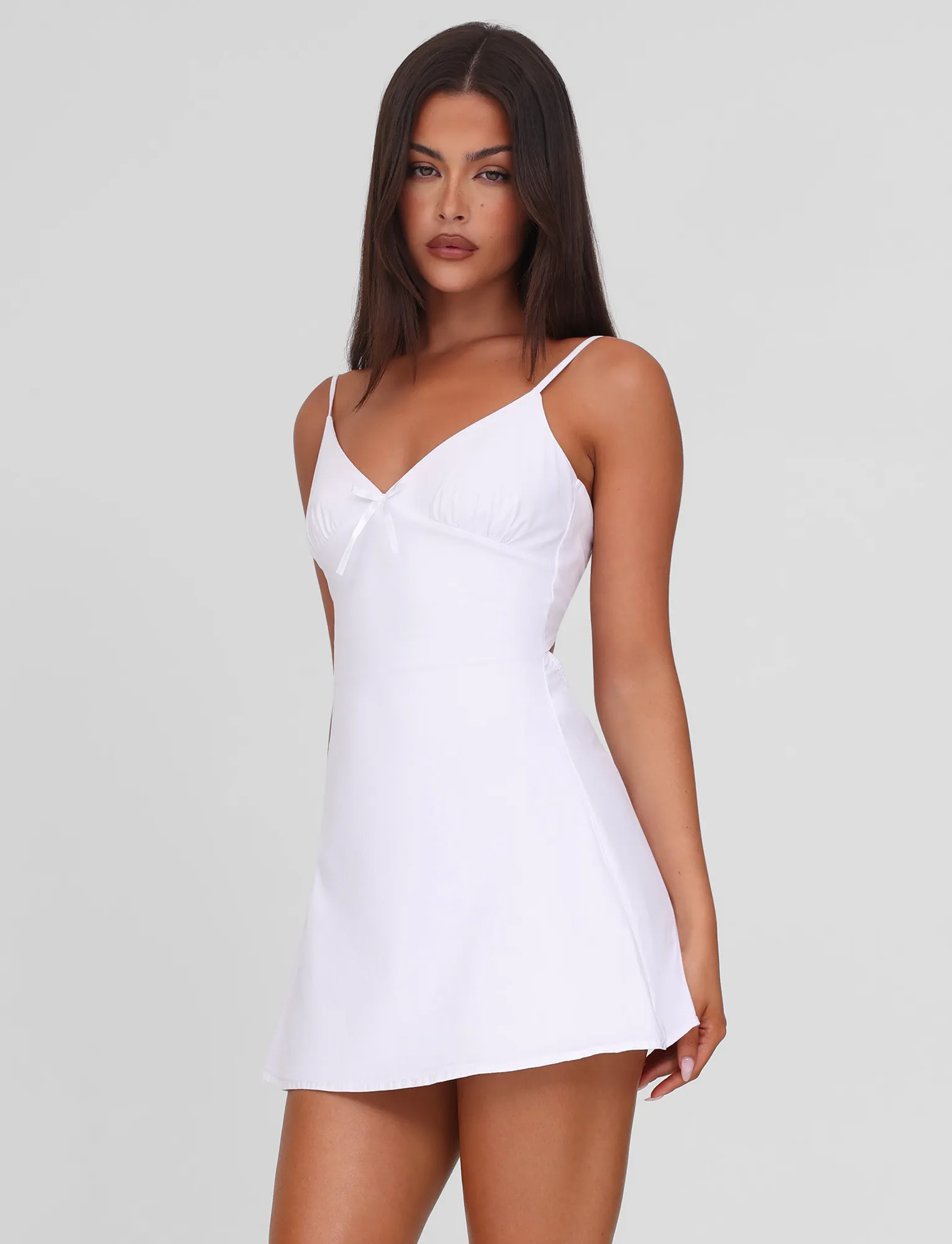WINNIE MINI DRESS - WHITE Vibrant Prints Party Light