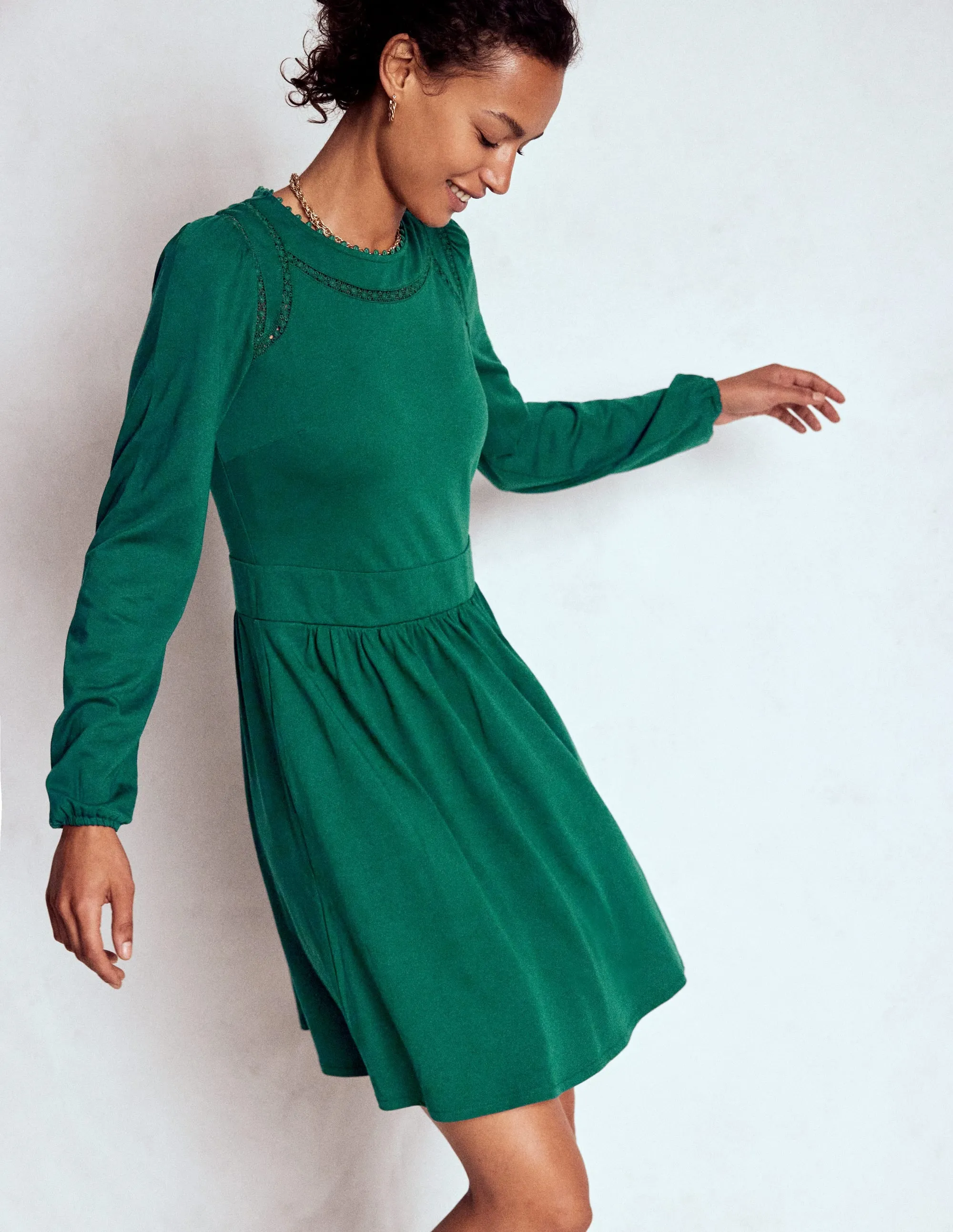 Mila Short Jersey Dress-Emerald Night Fresh Edge Tall Cut
