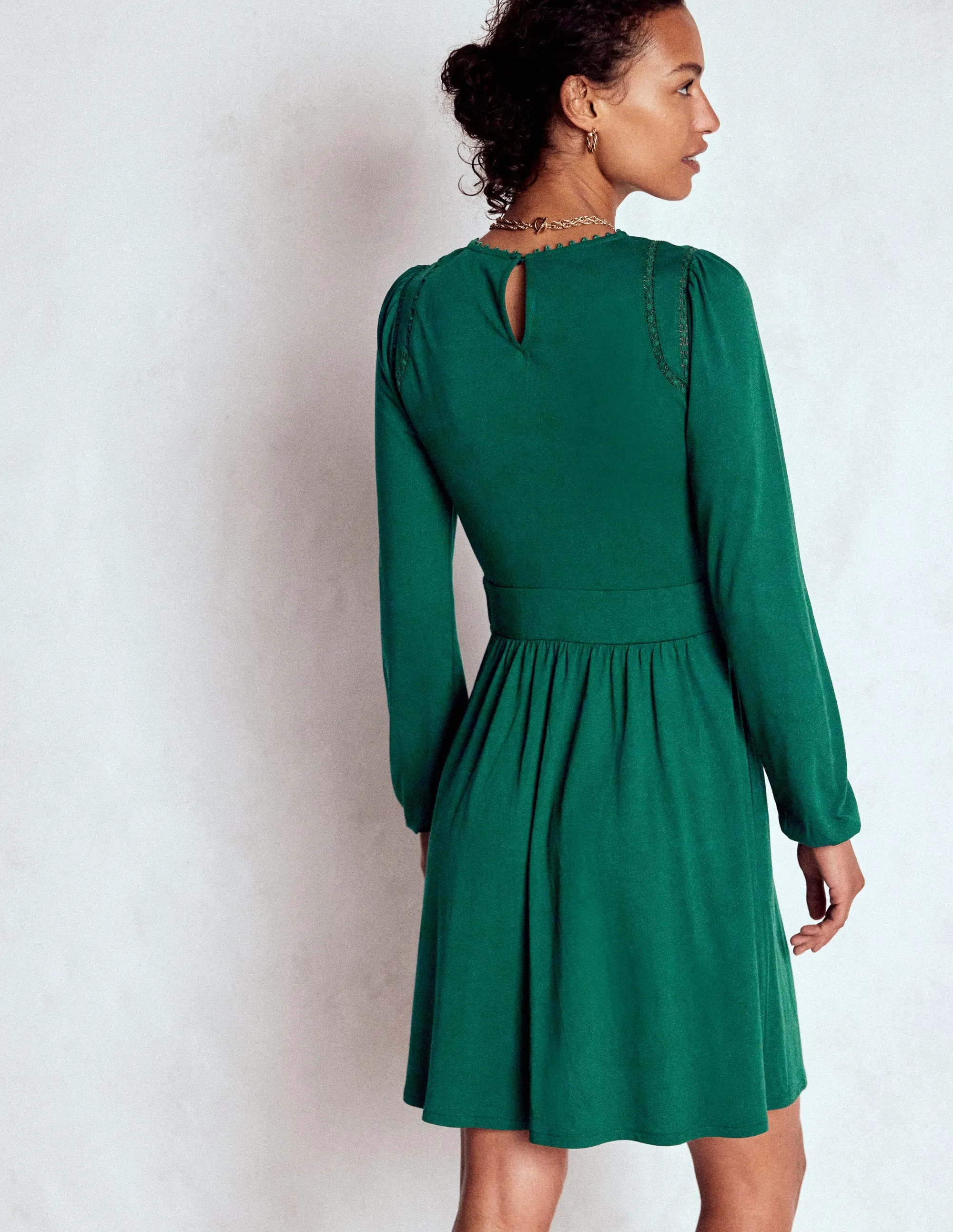 Mila Short Jersey Dress-Emerald Night Slim Touch